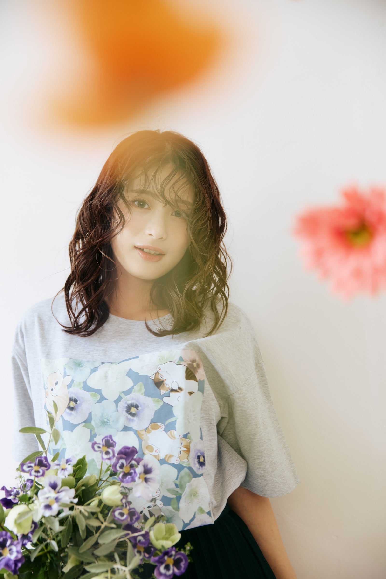 【2BUY10%OFF対象商品】mofusand×日比谷花壇 Tシャツ ウィンターオリジン グレー