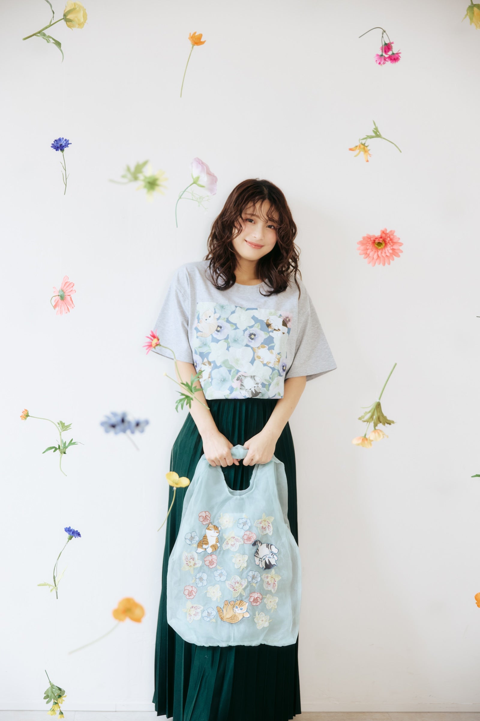 【2BUY10%OFF対象商品】mofusand×日比谷花壇 チュールバッグ ウィンターオリジン ミント