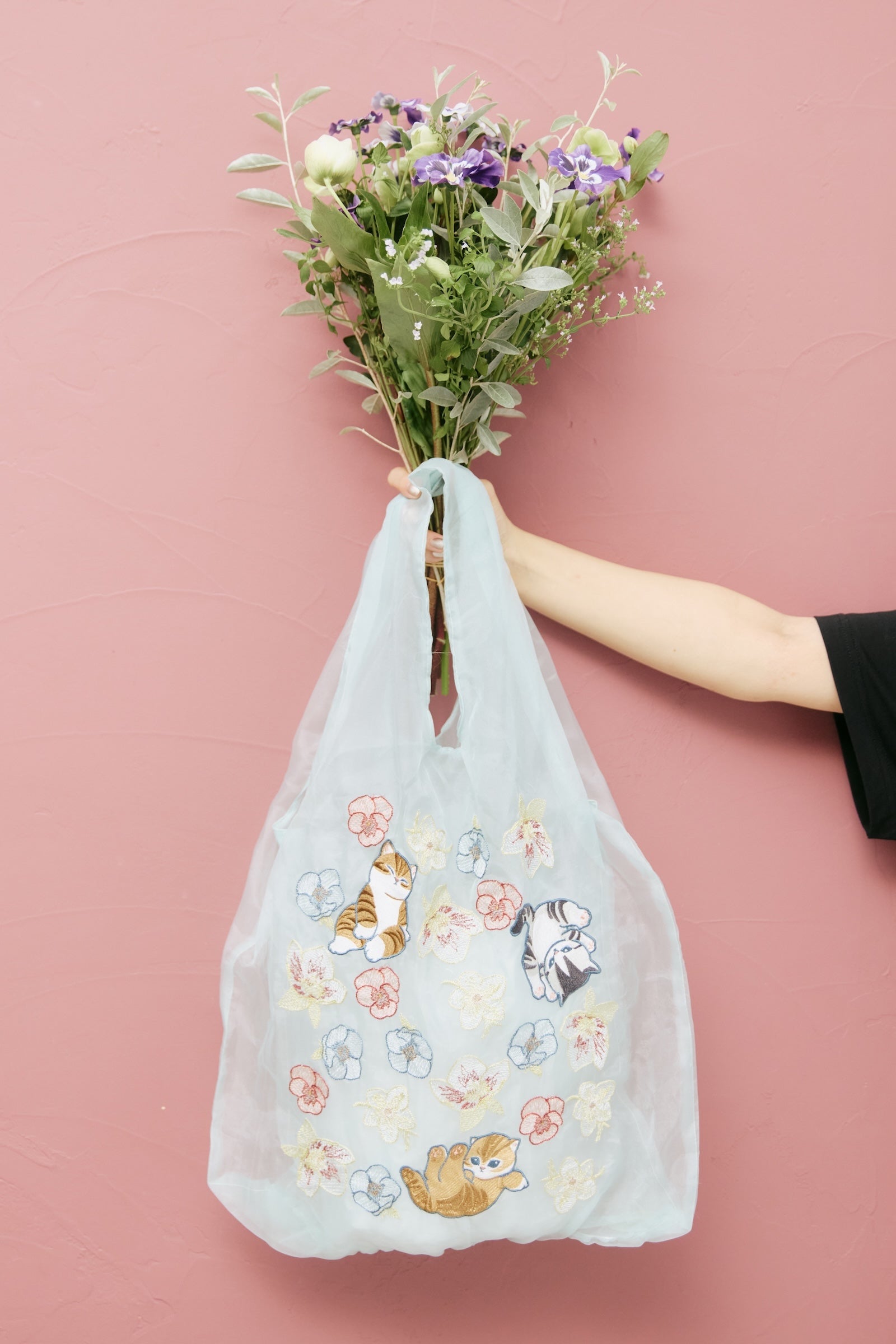 【2BUY10%OFF対象商品】mofusand×日比谷花壇 チュールバッグ ウィンターオリジン ミント