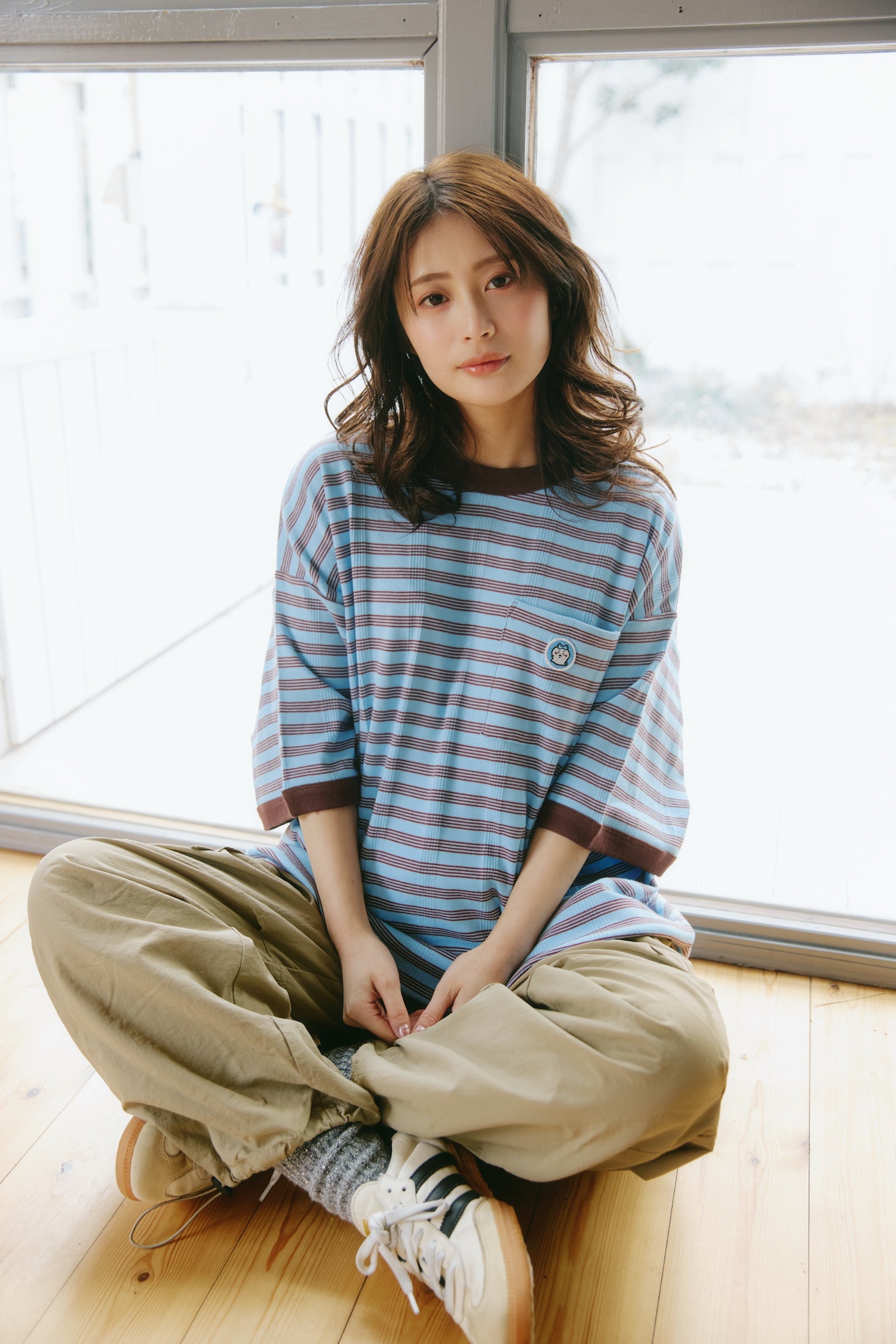 【2BUY10%OFF対象商品】ちいかわ ビッグシルエットポケットTシャツ Robert P.Miller×Talking ハチワレ BLUEBERRY