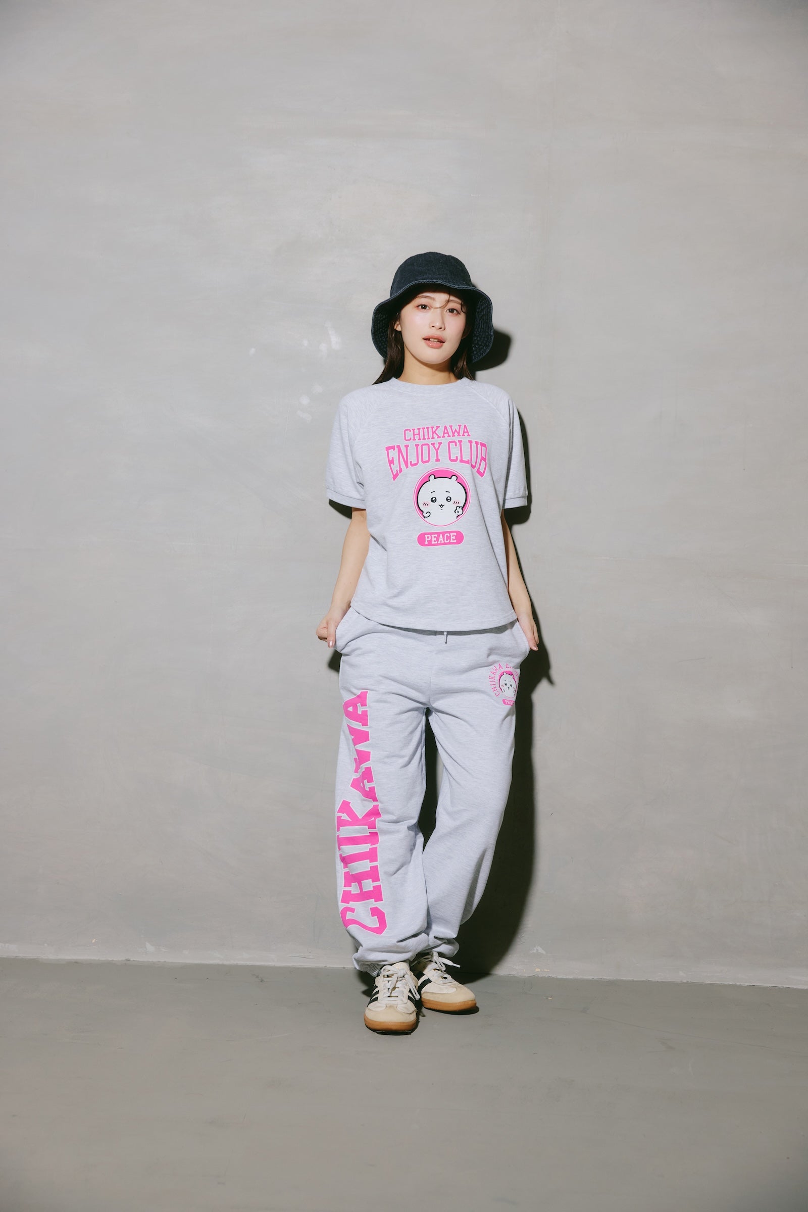 【2BUY10%OFF対象商品】ちいかわ スウェットパンツ ピース ちいかわ 杢グレー