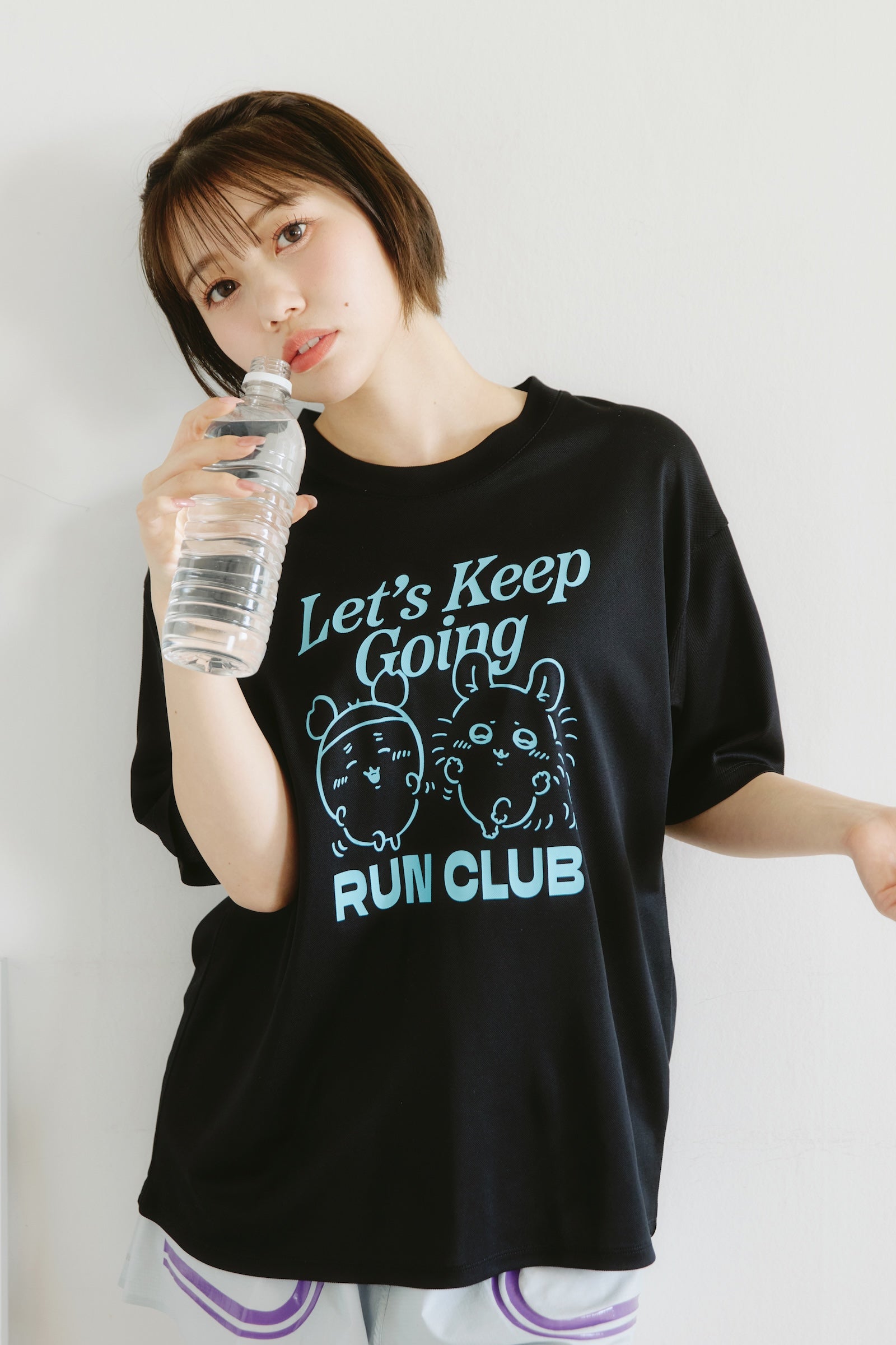 ちいかわ ドライTシャツ RUN モモンガ古本屋 ブラック