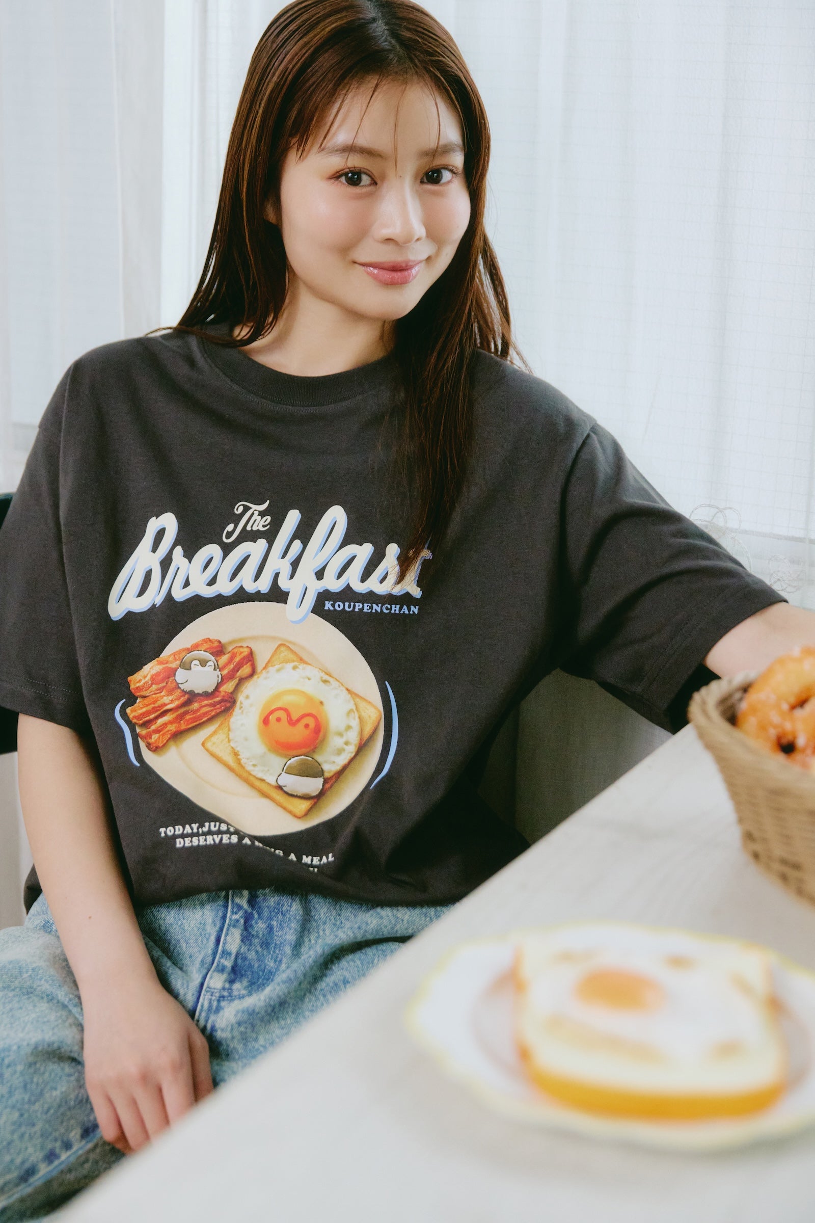 コウペンちゃん Tシャツ Breakfast スミ 黒 ブラック コウペンちゃん Tシャツ Breakfast スミ