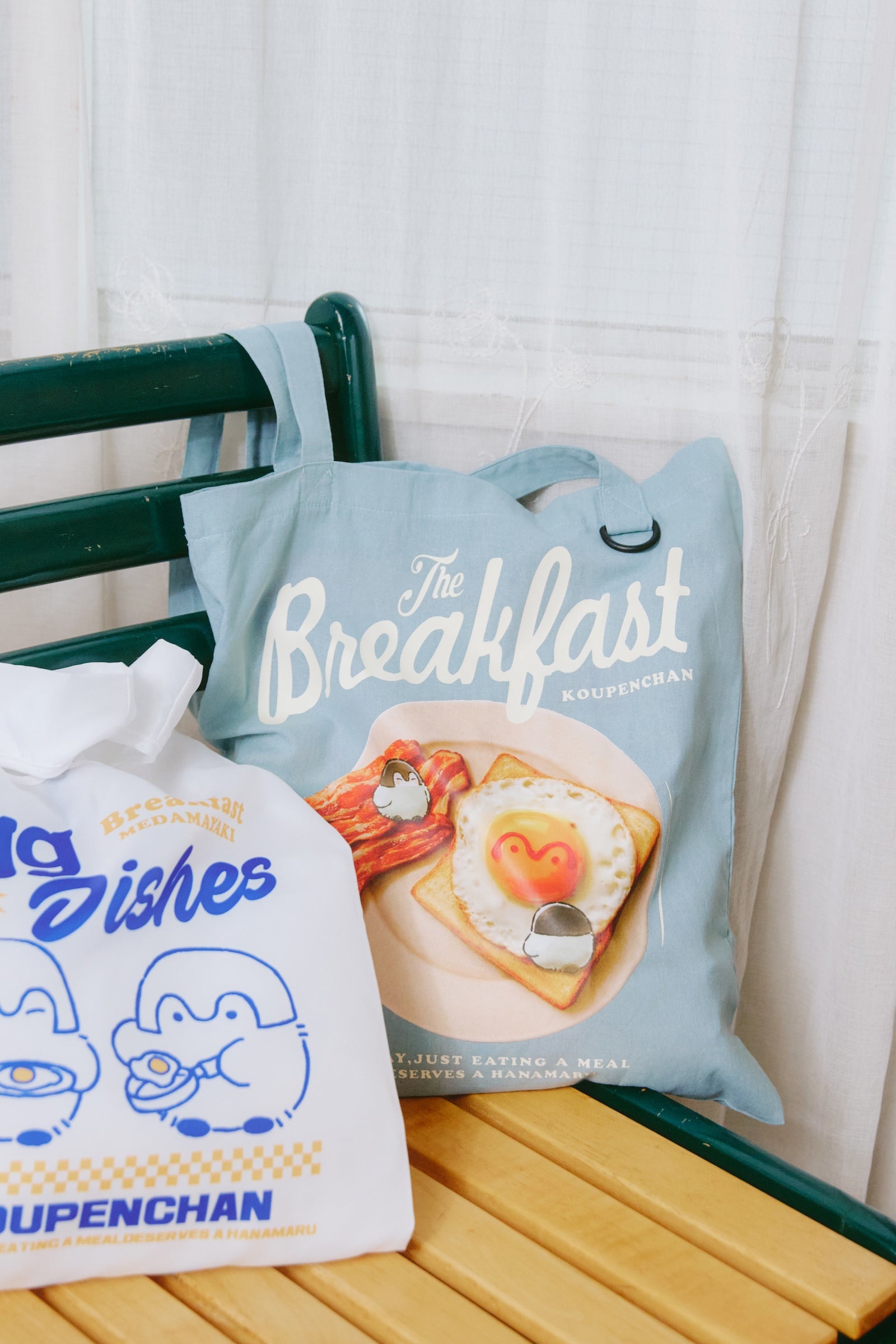 コウペンちゃん トートバッグ Breakfast ブルーグレー ONE