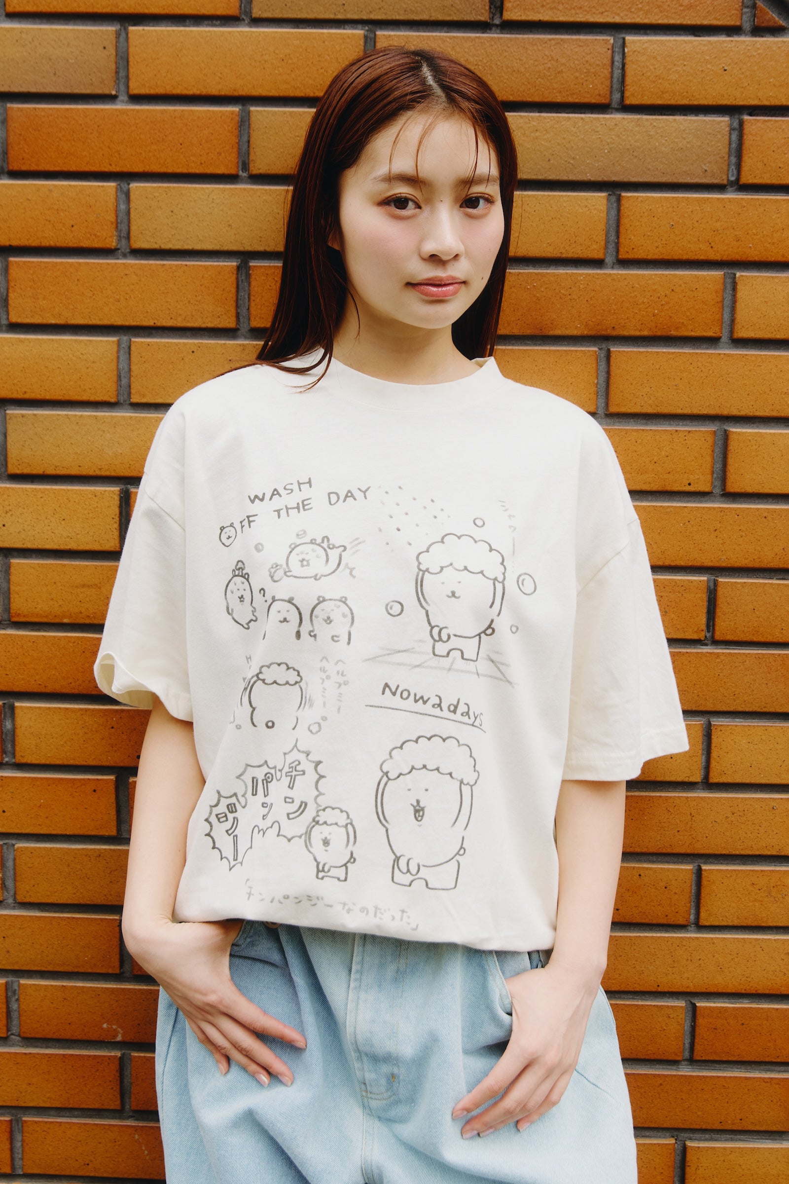 ナガノキャラクターズ Tシャツ チンパンジー クリーム