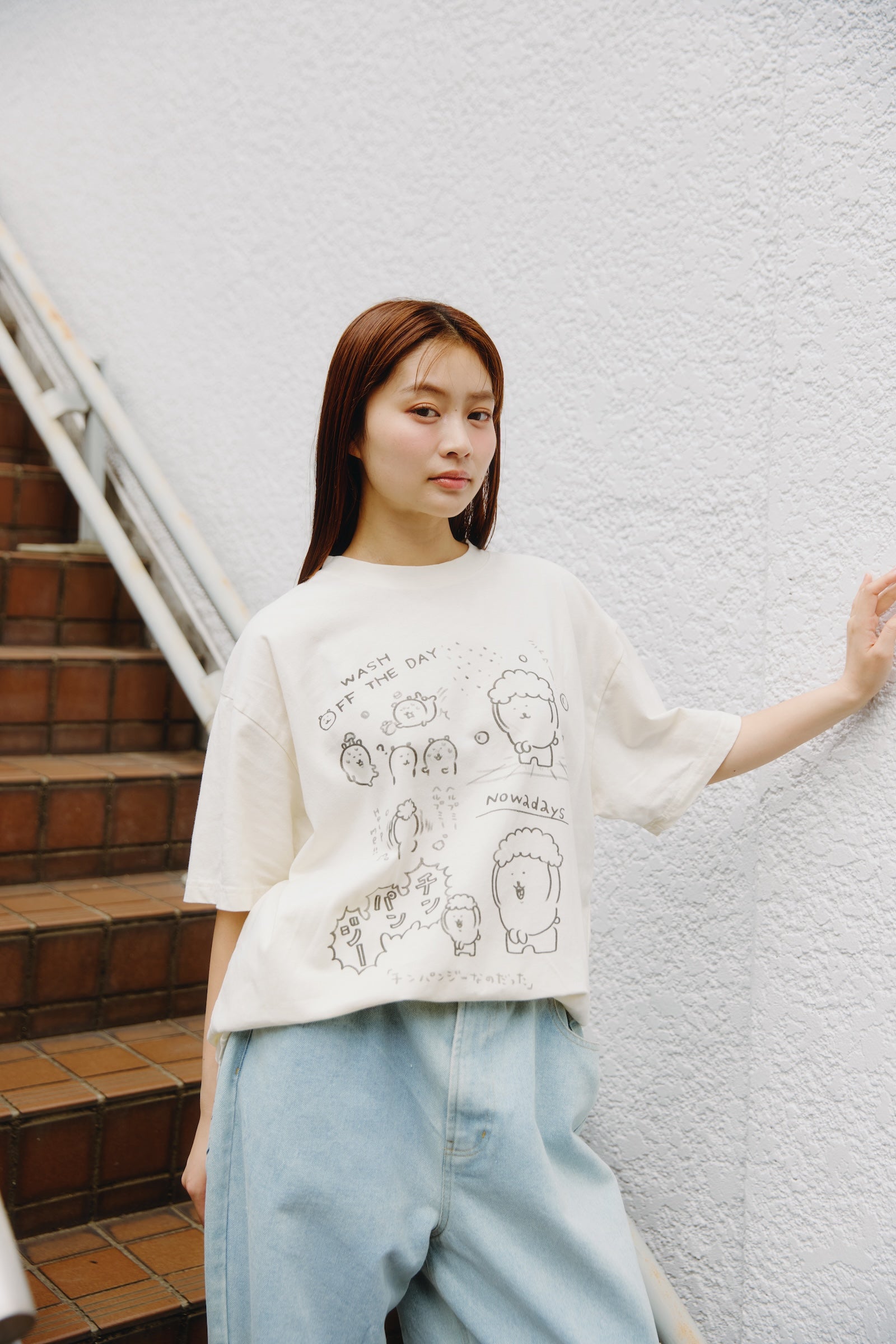 ナガノキャラクターズ Tシャツ チンパンジー クリーム