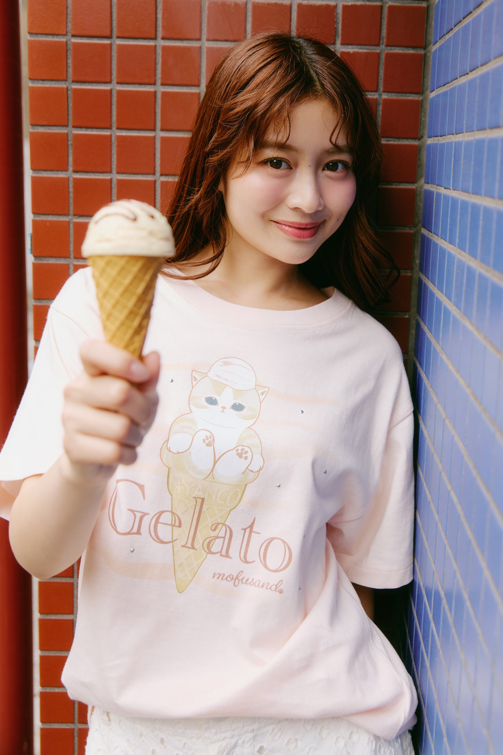 mofusand Tシャツ Gelato ペールピンク