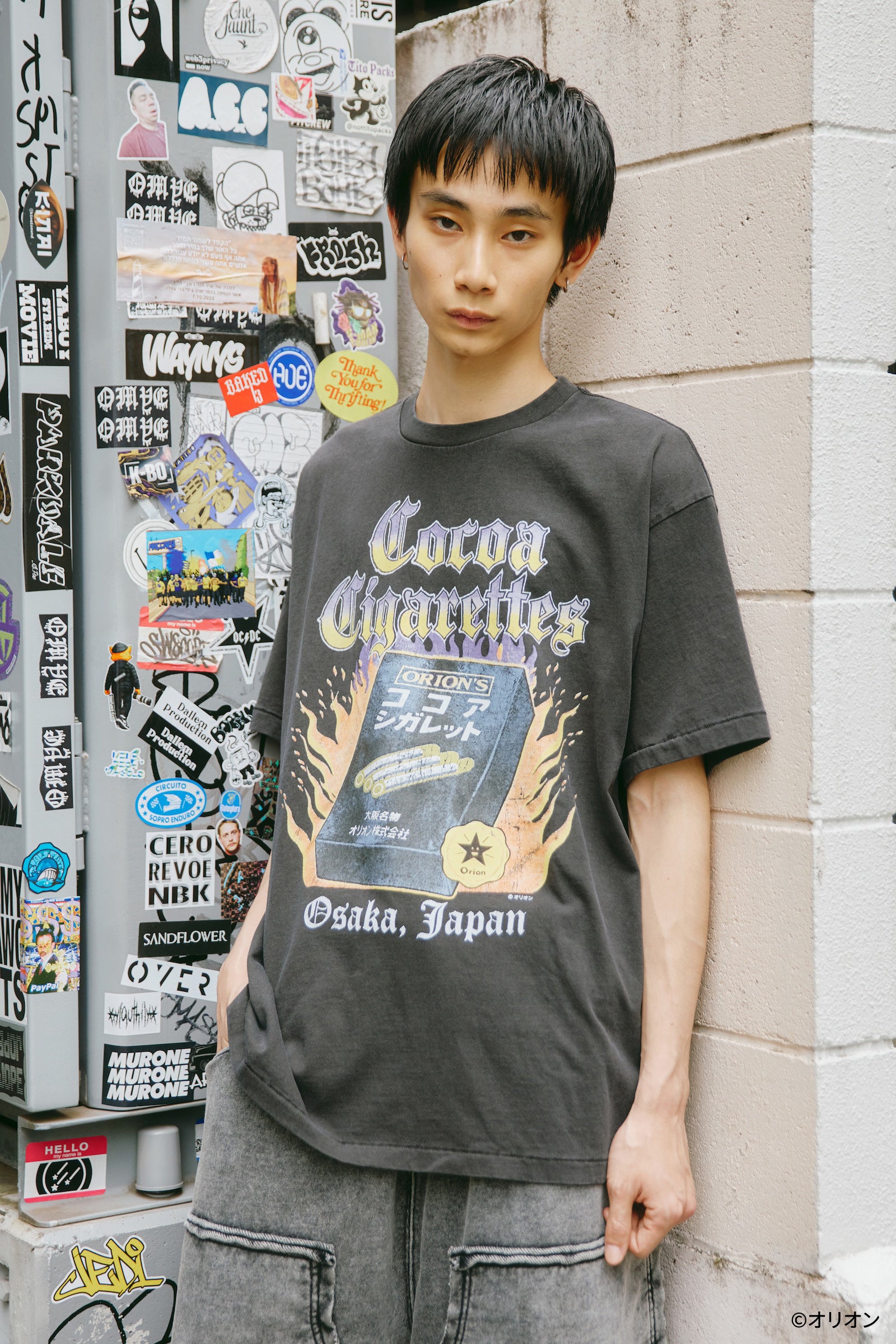 ココアシガレット Tシャツ 駄菓子ロック ブラック