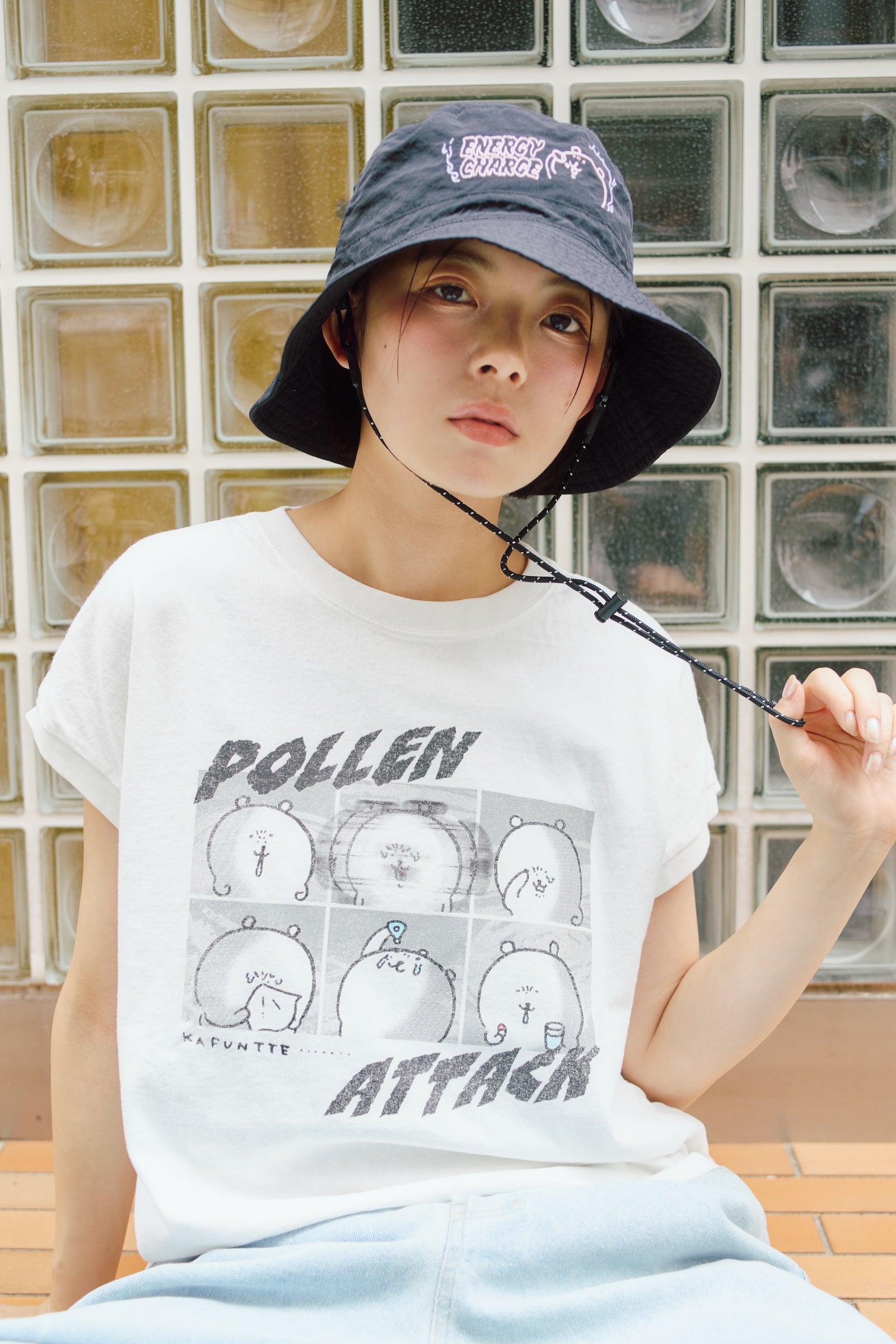 【7月中旬以降お届け】ナガノキャラクターズ ワイドノースリーブ POLLEN ATTACK ホワイト