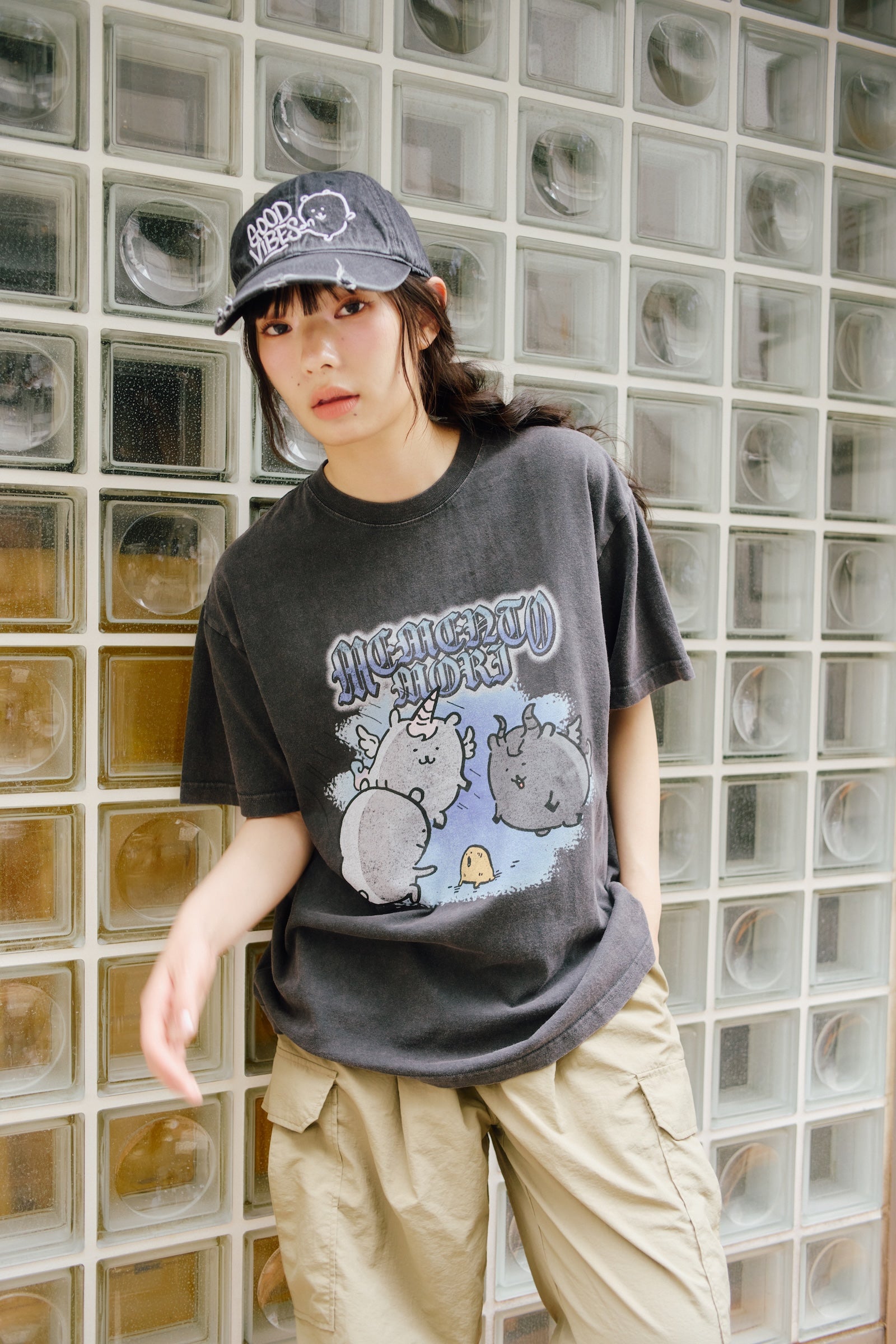 【7月中旬以降お届け】ナガノキャラクターズ TシャツMEMENTO MORI スミ