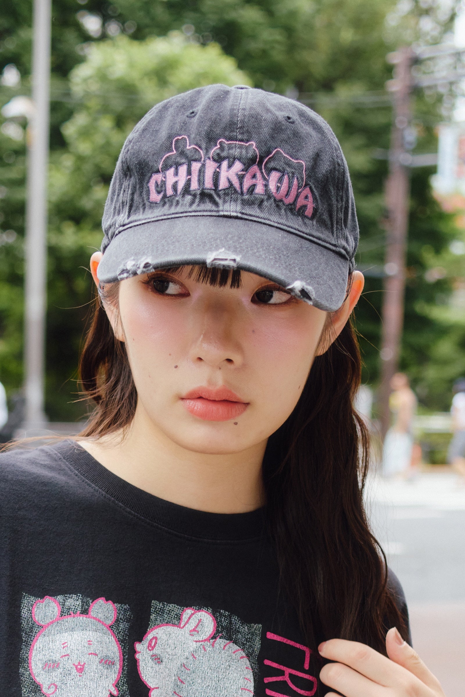 ちいかわ キャップ STAY CUTE STAY PUNK ブラック