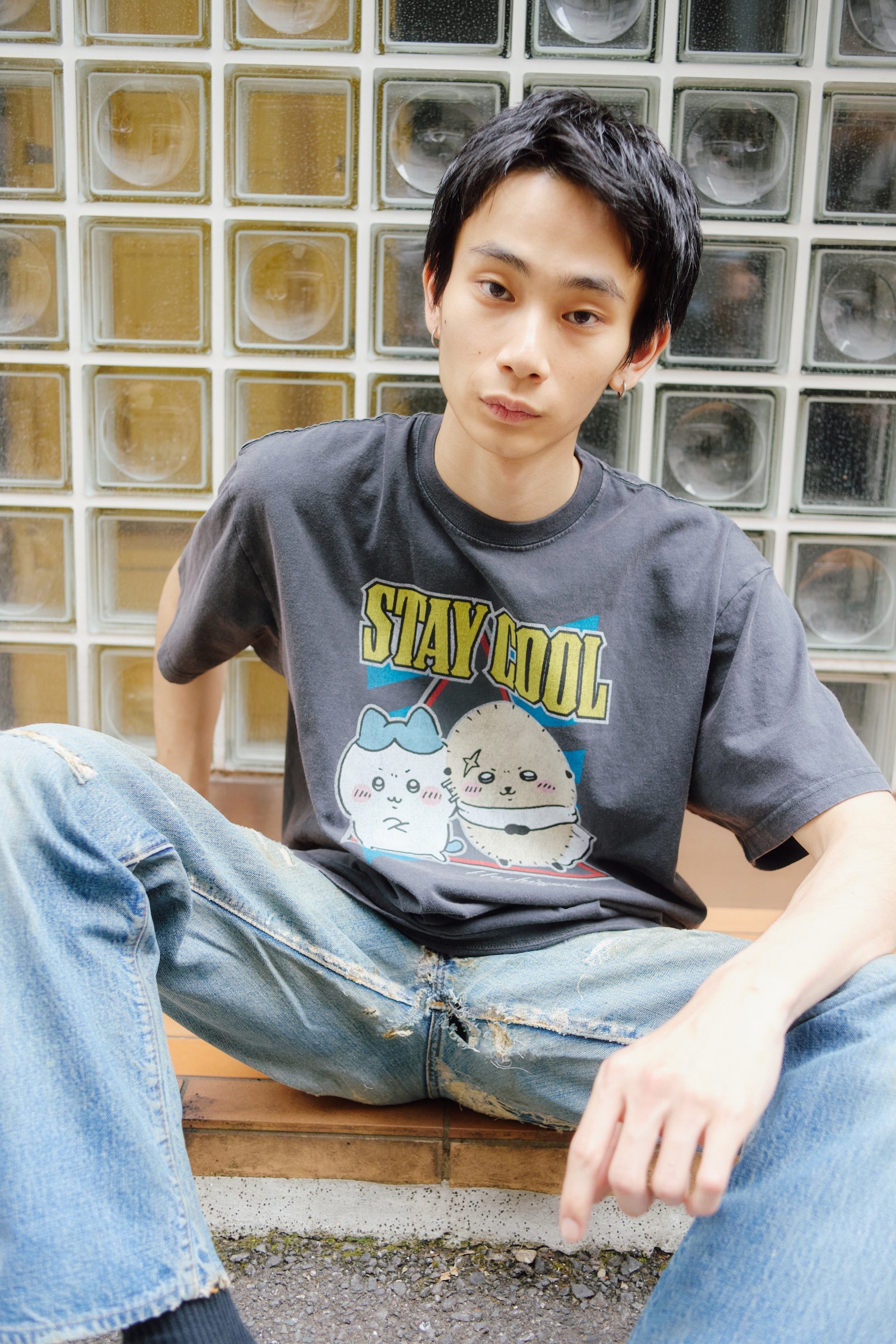 【7月中旬以降お届け】ちいかわ Tシャツ STAY COOL スミ