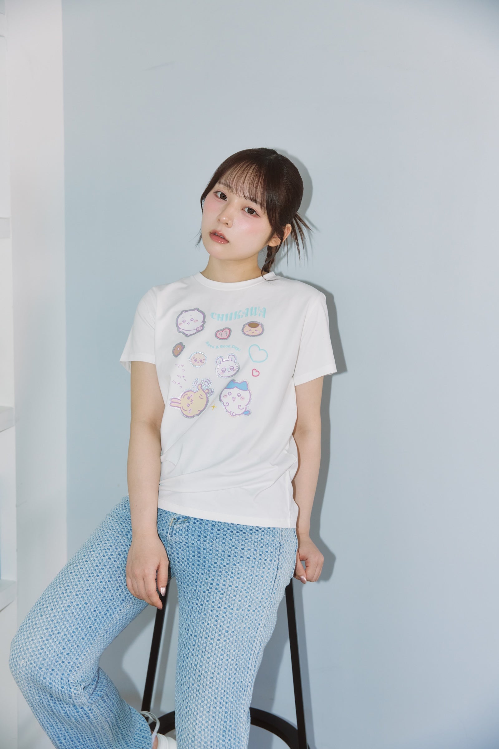 ちいかわ ラインストーンTシャツ DECO(うさぎ) ブラック