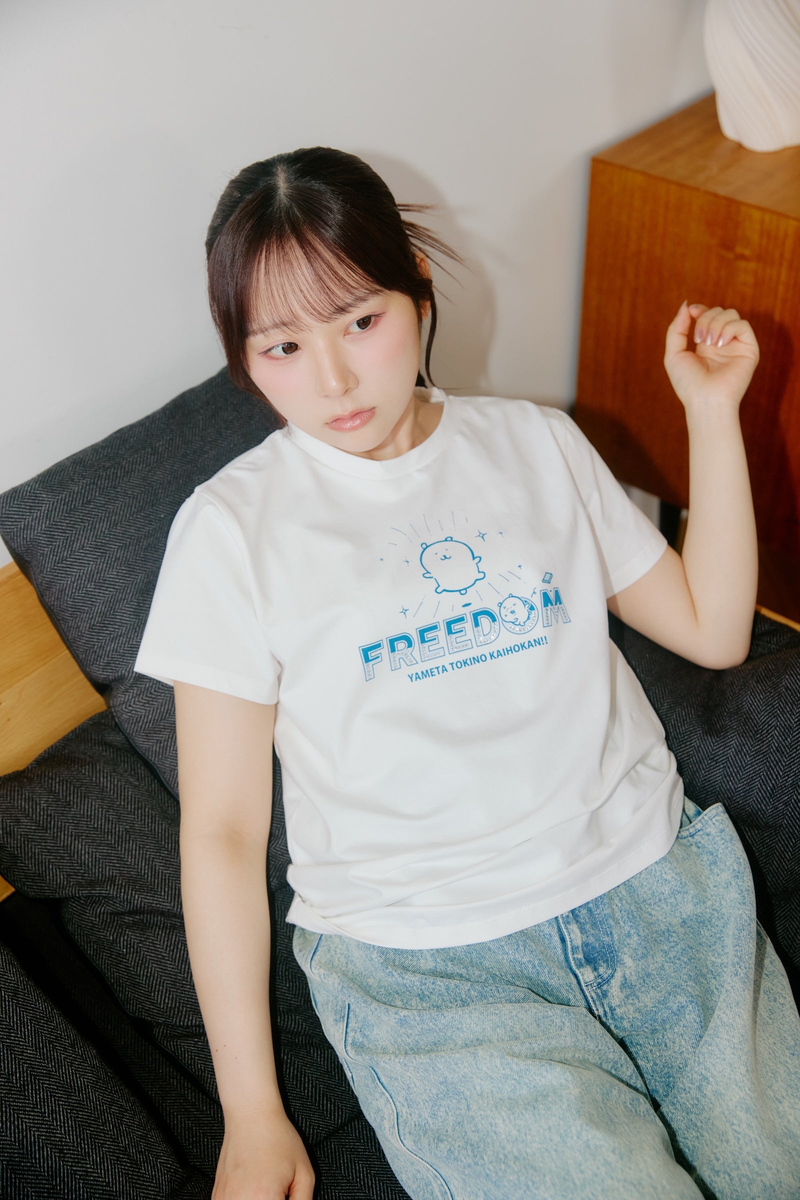ナガノキャラクターズ ラインストーンTシャツ DECO(FREEDOM) ホワイト