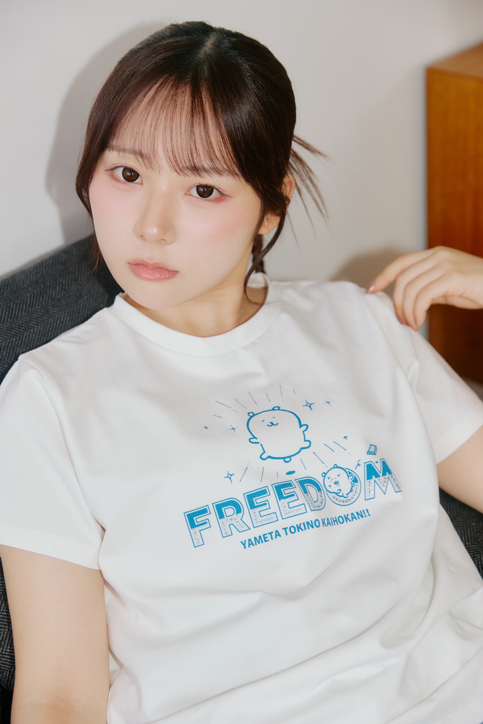 ナガノキャラクターズ ラインストーンTシャツ DECO(FREEDOM) ホワイト