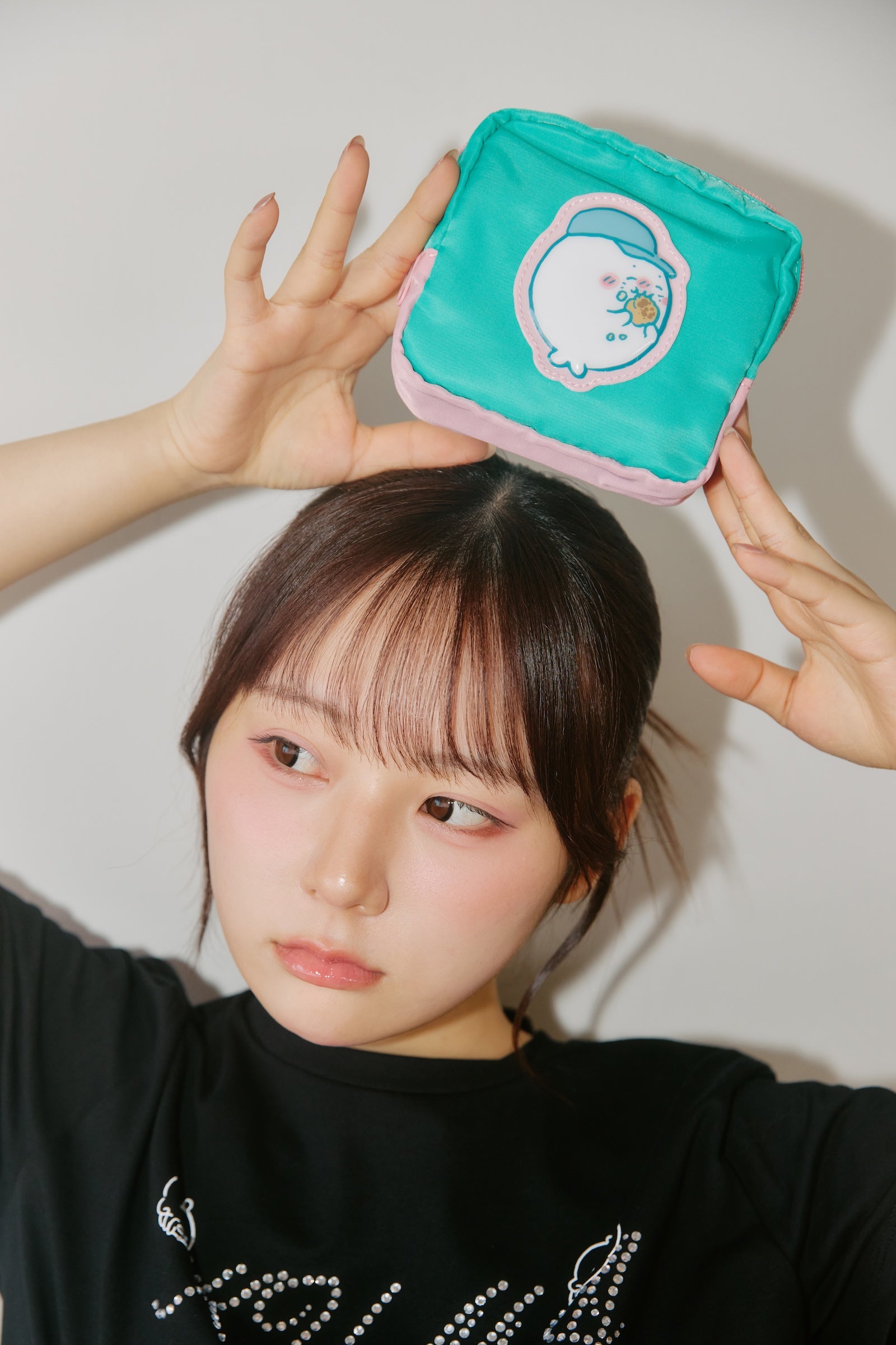 【追加生産予約】ナガノキャラクターズ ぷっくりアップリケポーチ じいさんとアザラシ ミントグリーン ONE