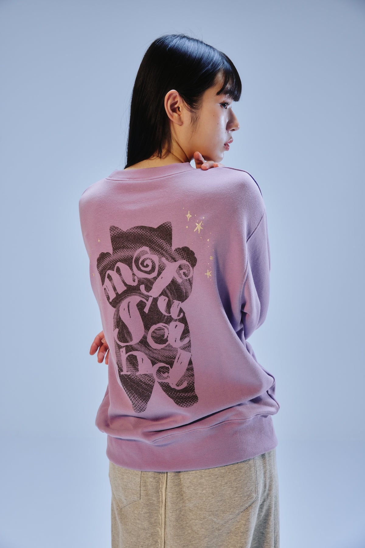 mofusand スウェットシャツ SHADOW CAT パープル