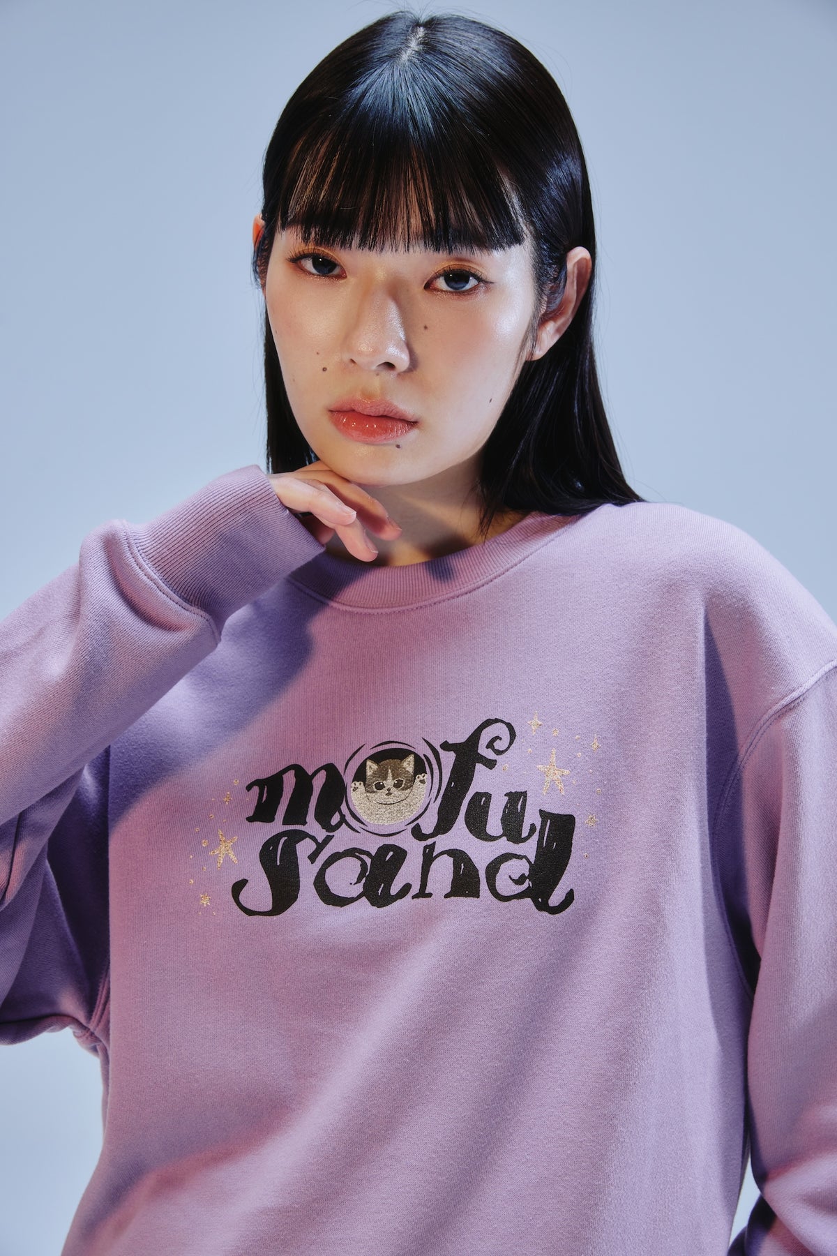 mofusand スウェットシャツ SHADOW CAT パープル