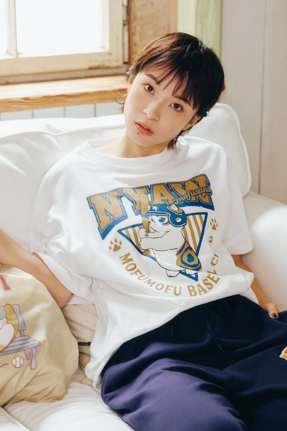 mofusand Tシャツ NYAW ホワイト