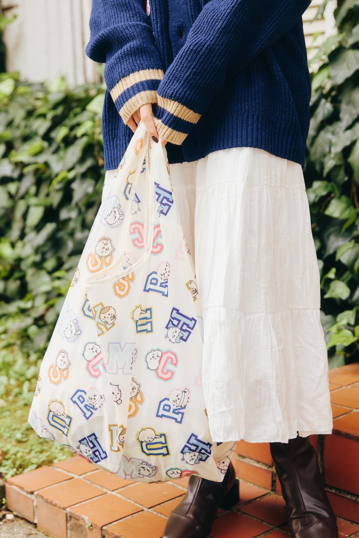ちいかわ エコバッグ イニシャル総柄 ナチュラル ONE