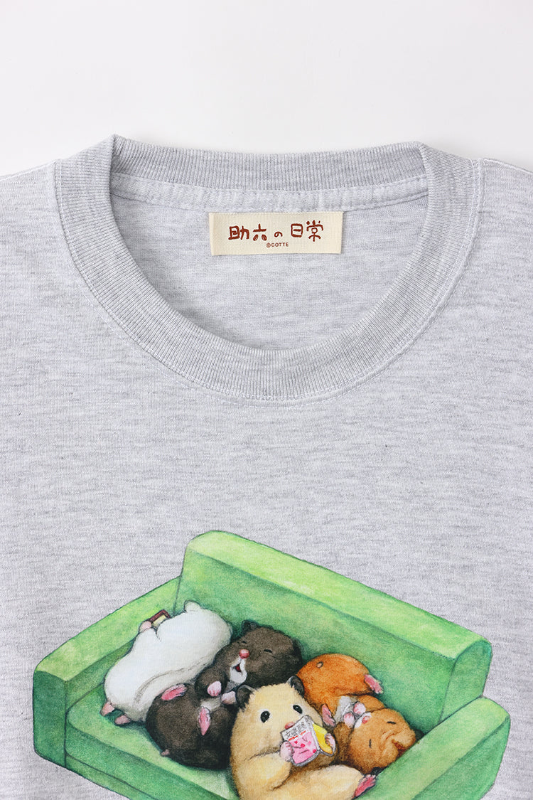 助六の日常 Tシャツ ぎゅうぎゅう アッシュ