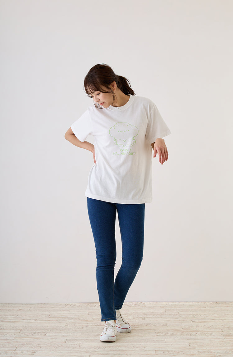 恐竜はじめました Tシャツ Hello!バブ ホワイト
