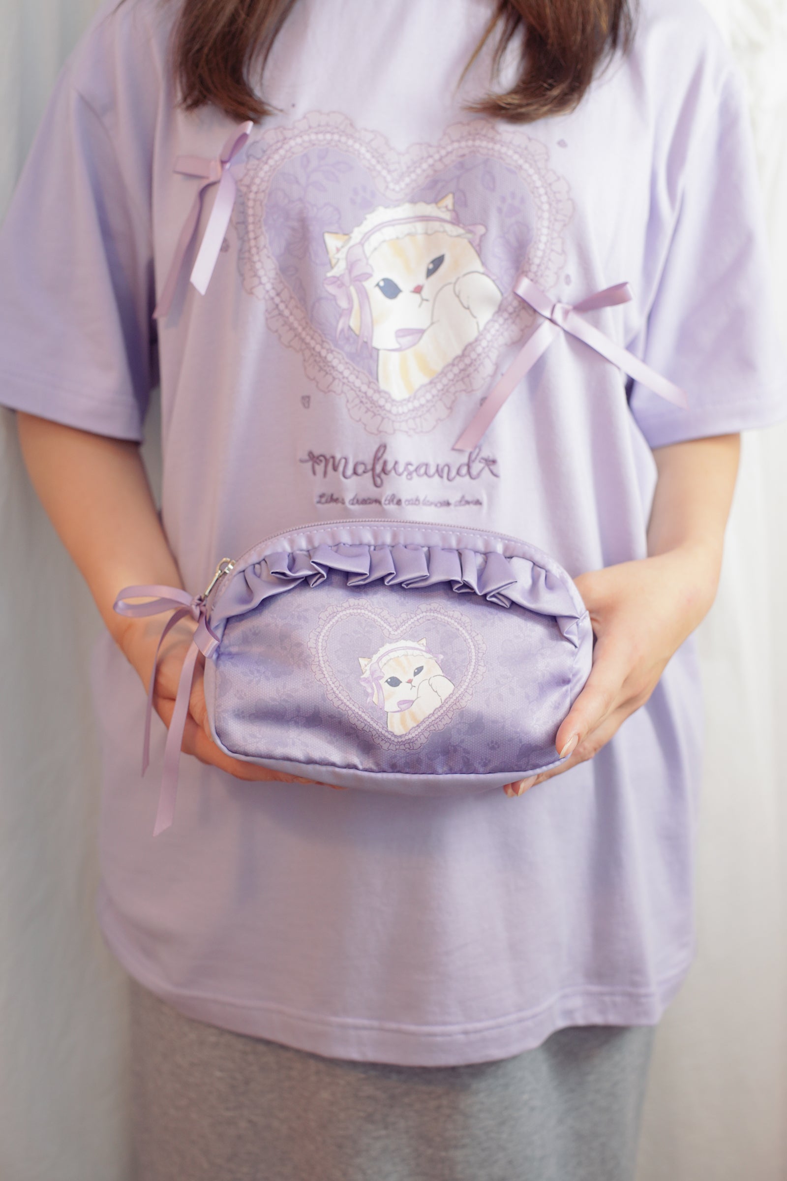 【2BUY10%OFF対象商品】mofusand バレエコア ポーチ ラベりぼにゃん パープル