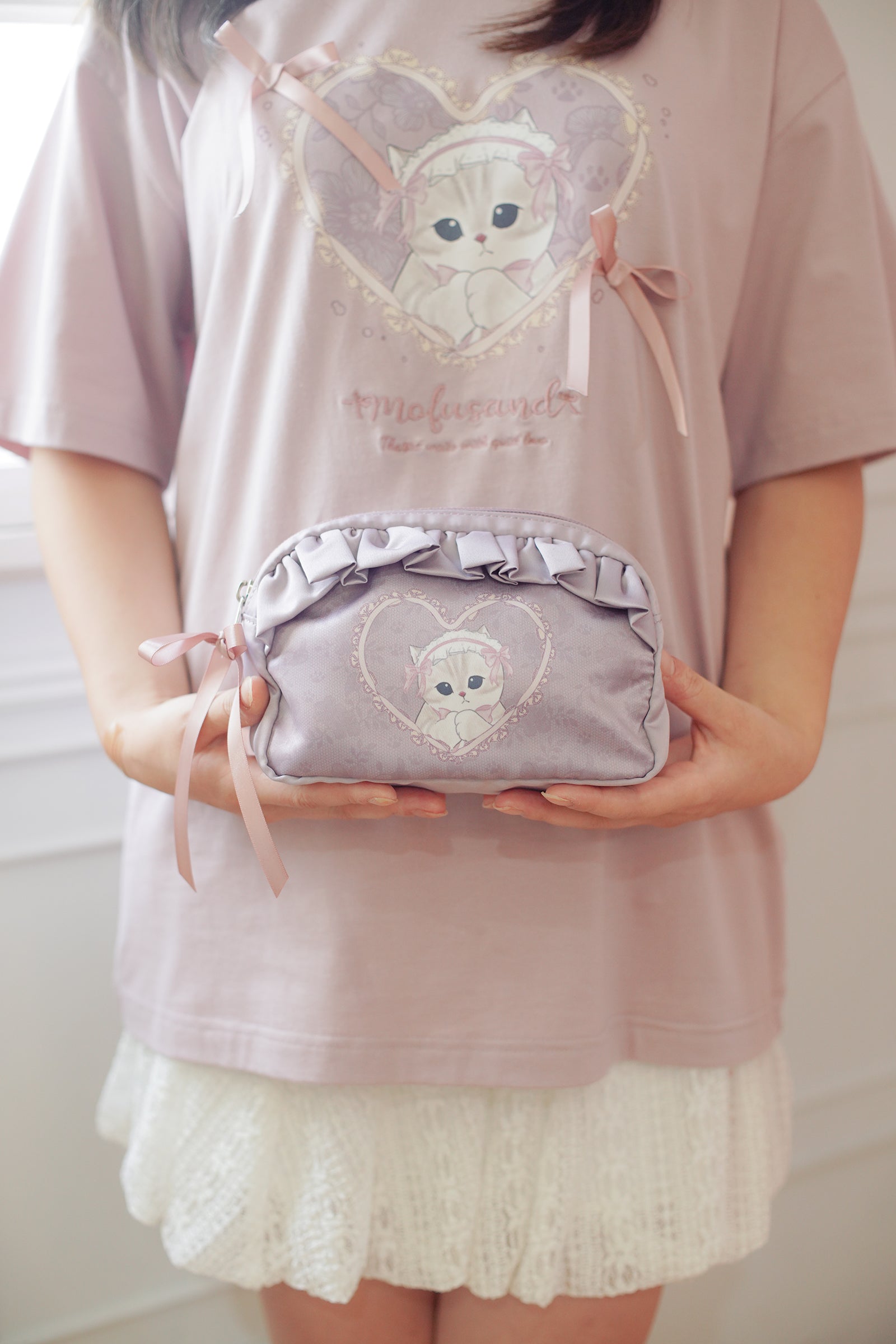 【2BUY10%OFF対象商品】mofusand バレエコア ポーチ ももりぼにゃん ピンク