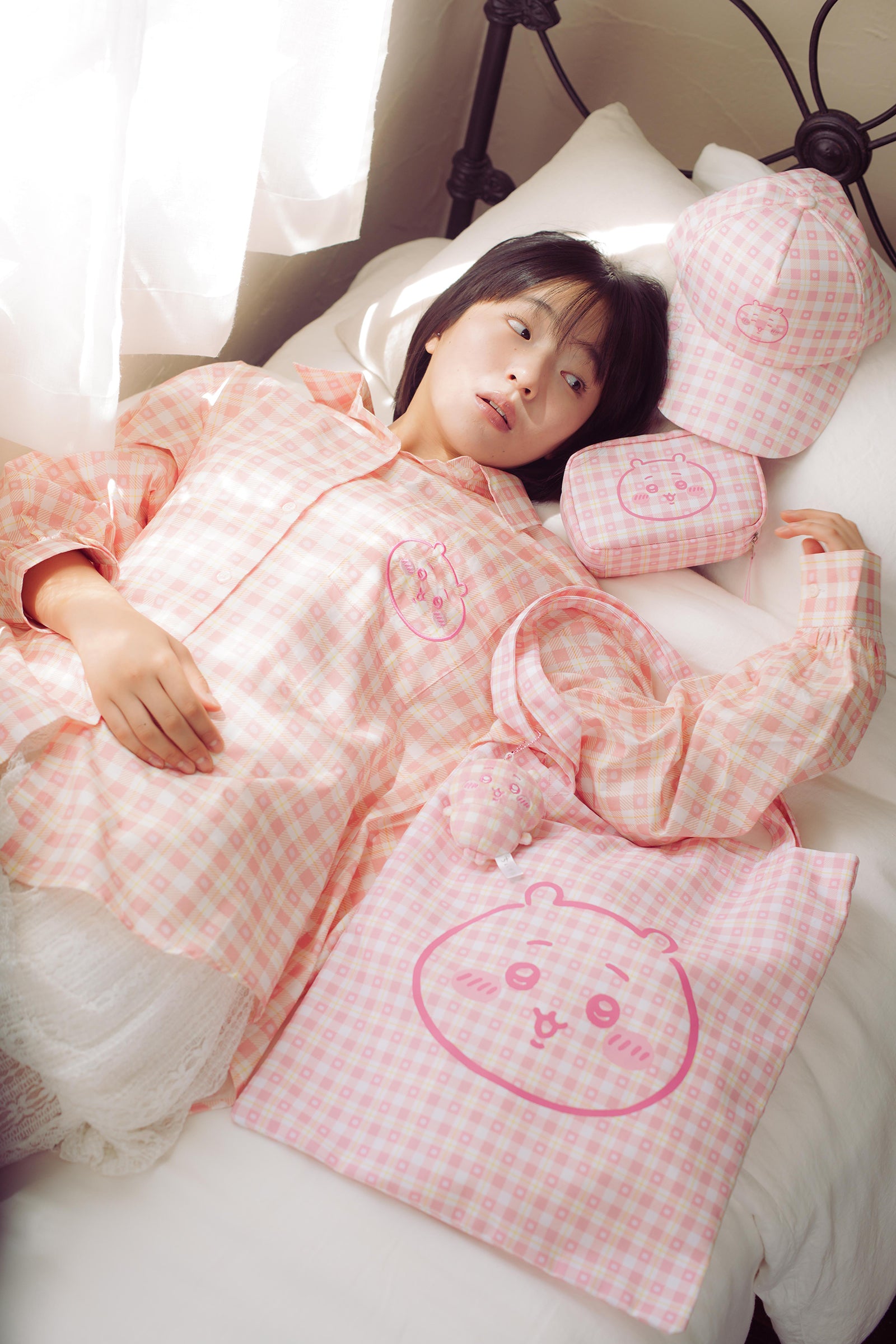 ちいかわ チェックシリーズ シャツ ちいかわ ピンク