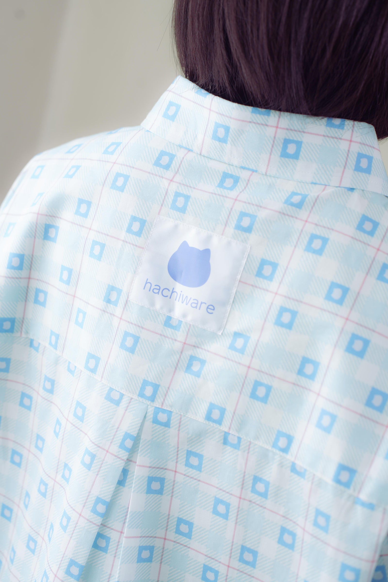 ちいかわ チェックシリーズ シャツ ハチワレ ブルー