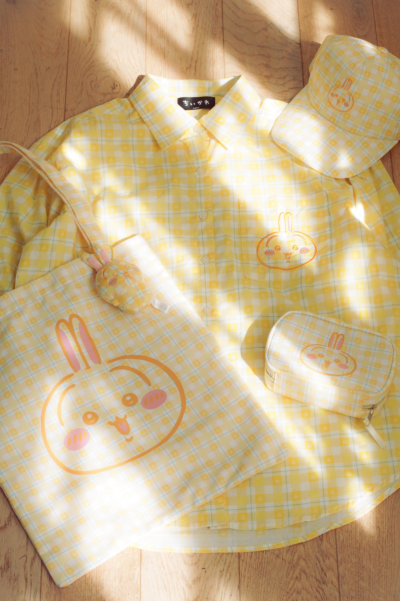 ちいかわ チェックシリーズ シャツ うさぎ イエロー
