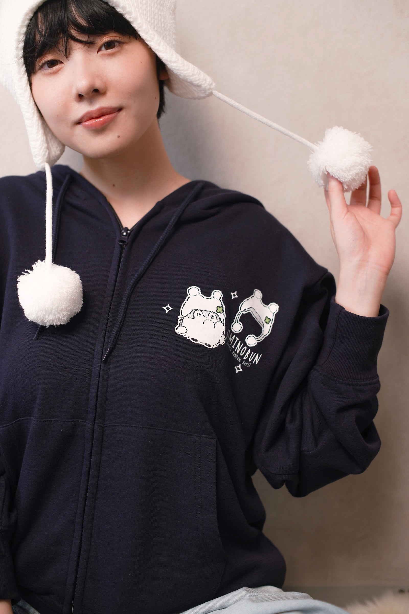 【2BUY10%OFF対象商品】コウペンちゃん ZIPパーカー わた雪ぽんぽん ネイビー