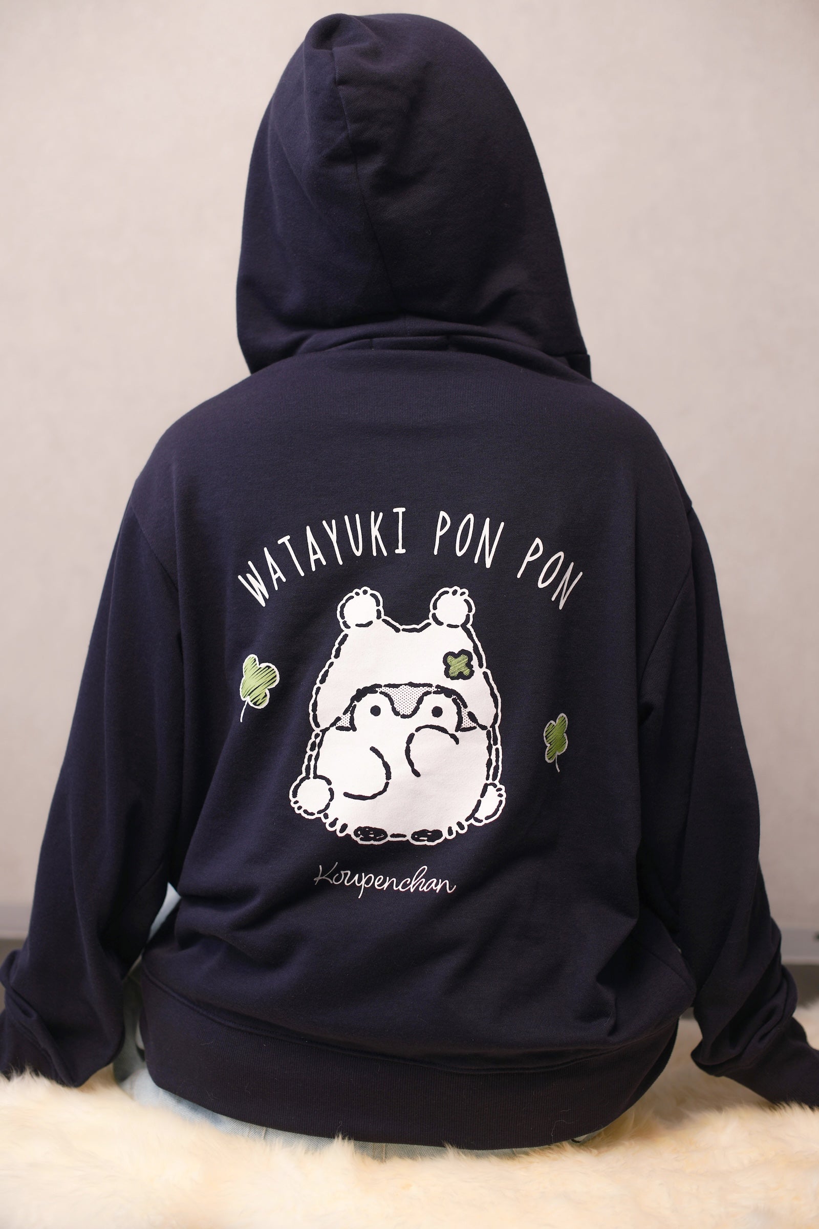 【2BUY10%OFF対象商品】コウペンちゃん ZIPパーカー わた雪ぽんぽん ネイビー