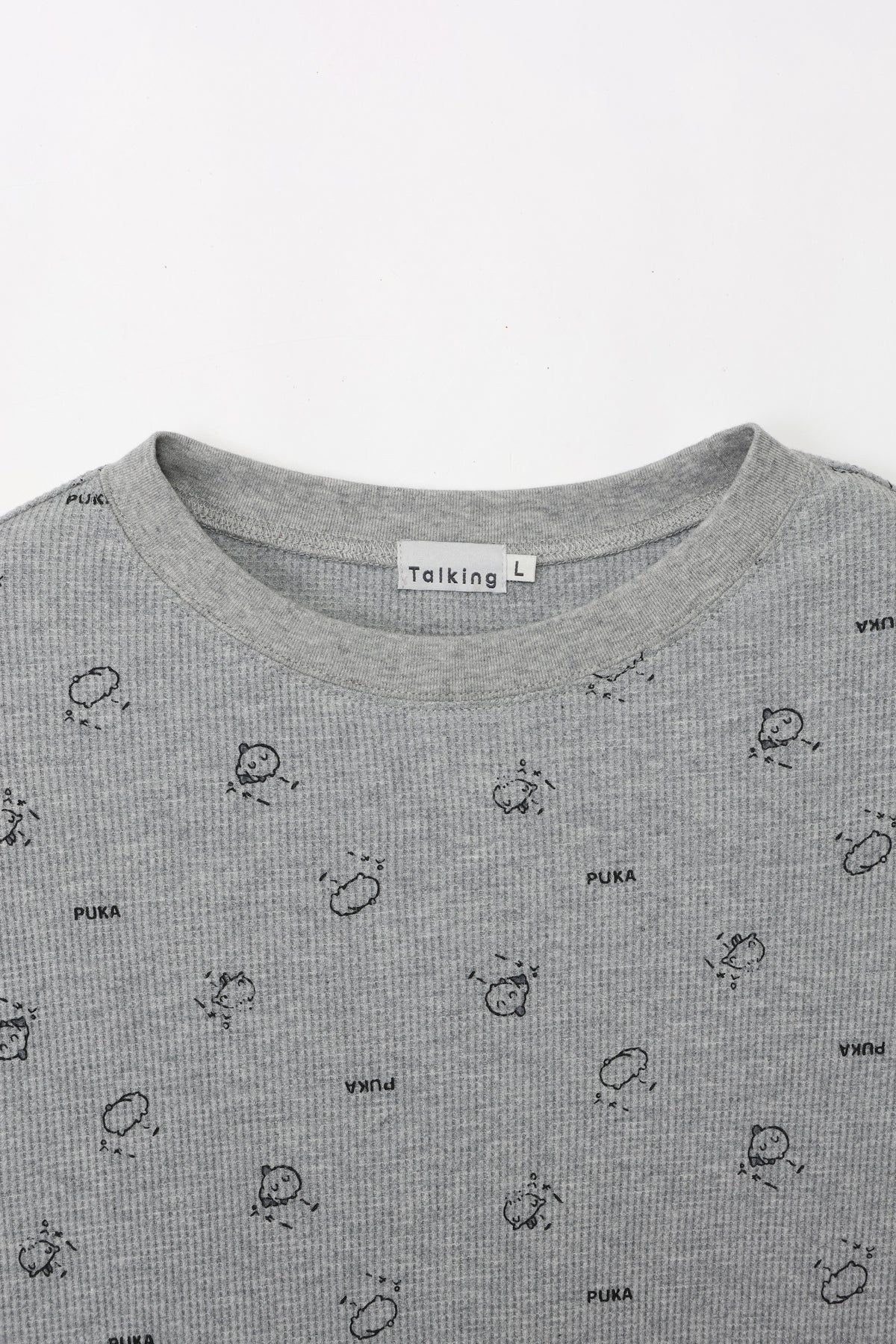 ちいかわ ワッフル長袖Tシャツ プカー グレー