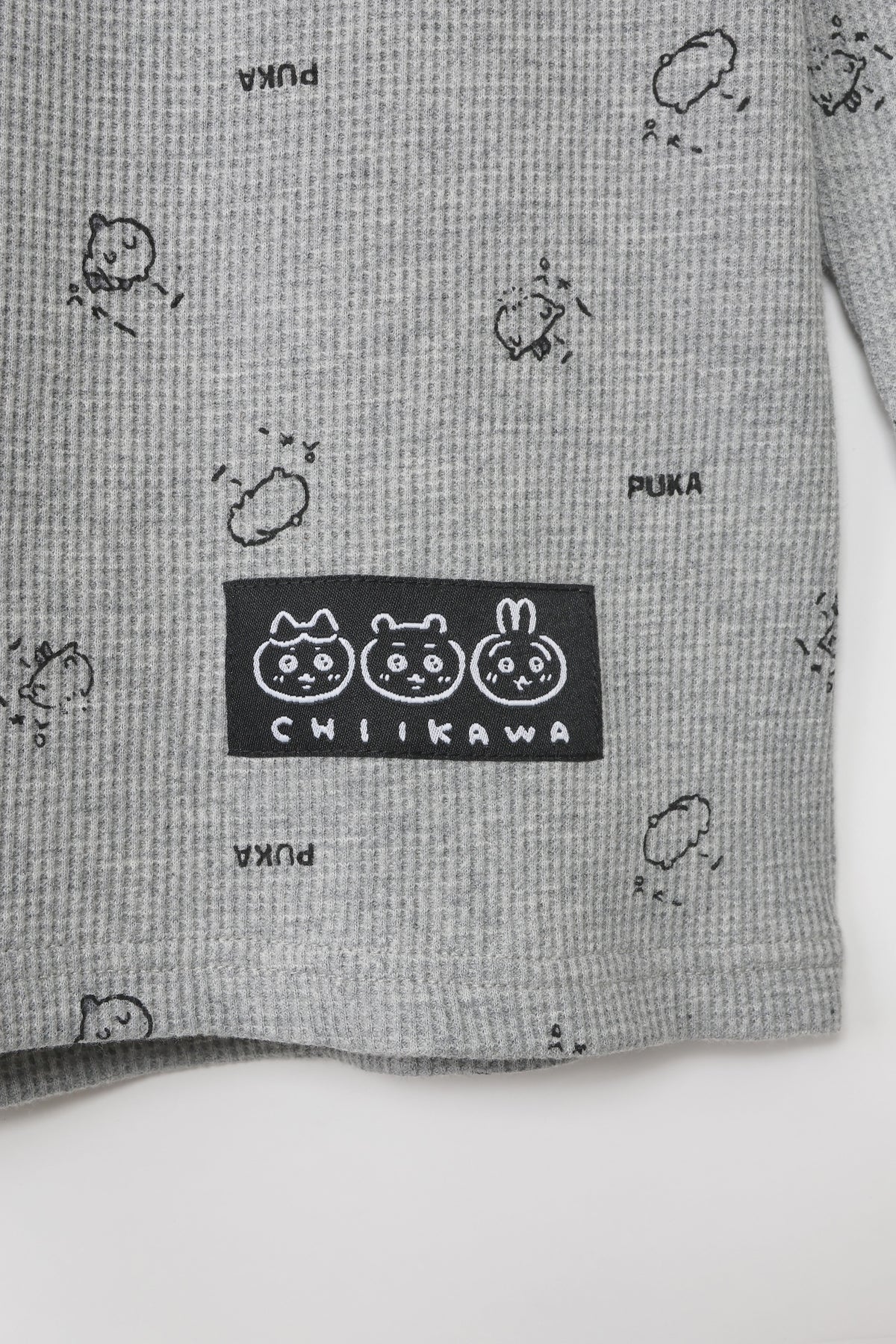 ちいかわ ワッフル長袖Tシャツ プカー グレー