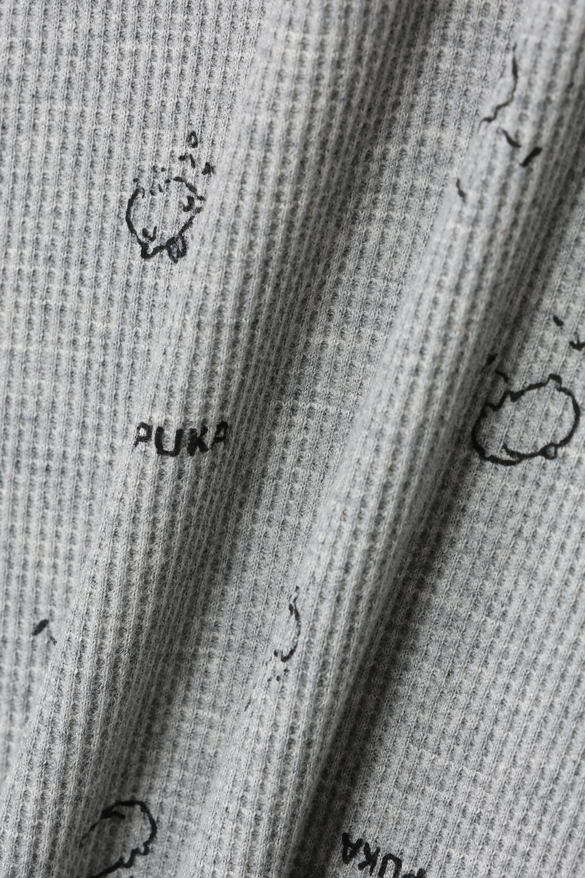 ちいかわ ワッフル長袖Tシャツ プカー グレー