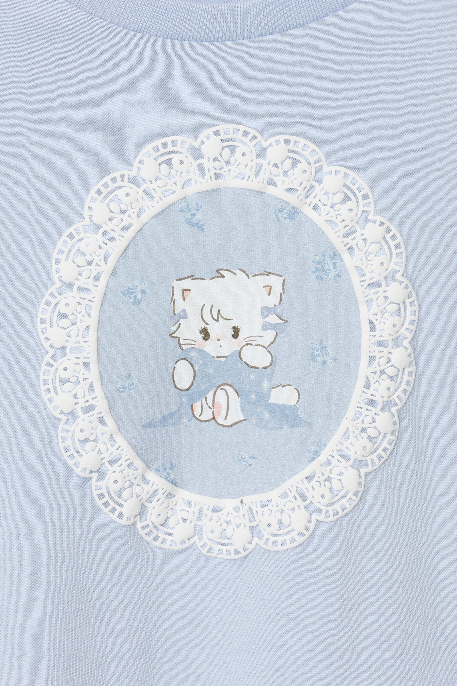 Lil ala mode Tシャツ Lace Frame MOUSSE ブルー