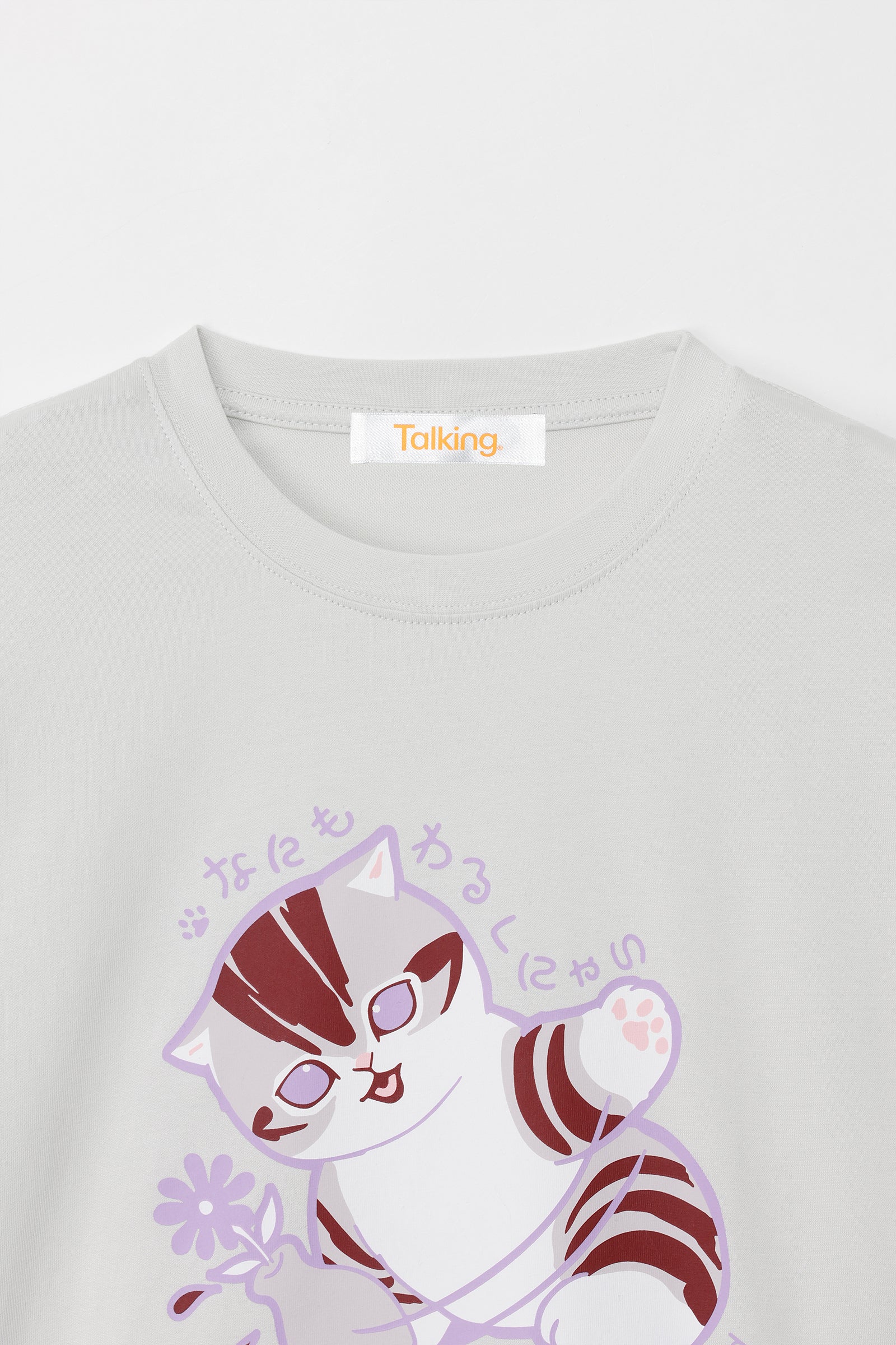 【2BUY10%OFF対象商品】mofusand Tシャツ なにもわるくにゃい 花瓶だいすきにゃん グレー