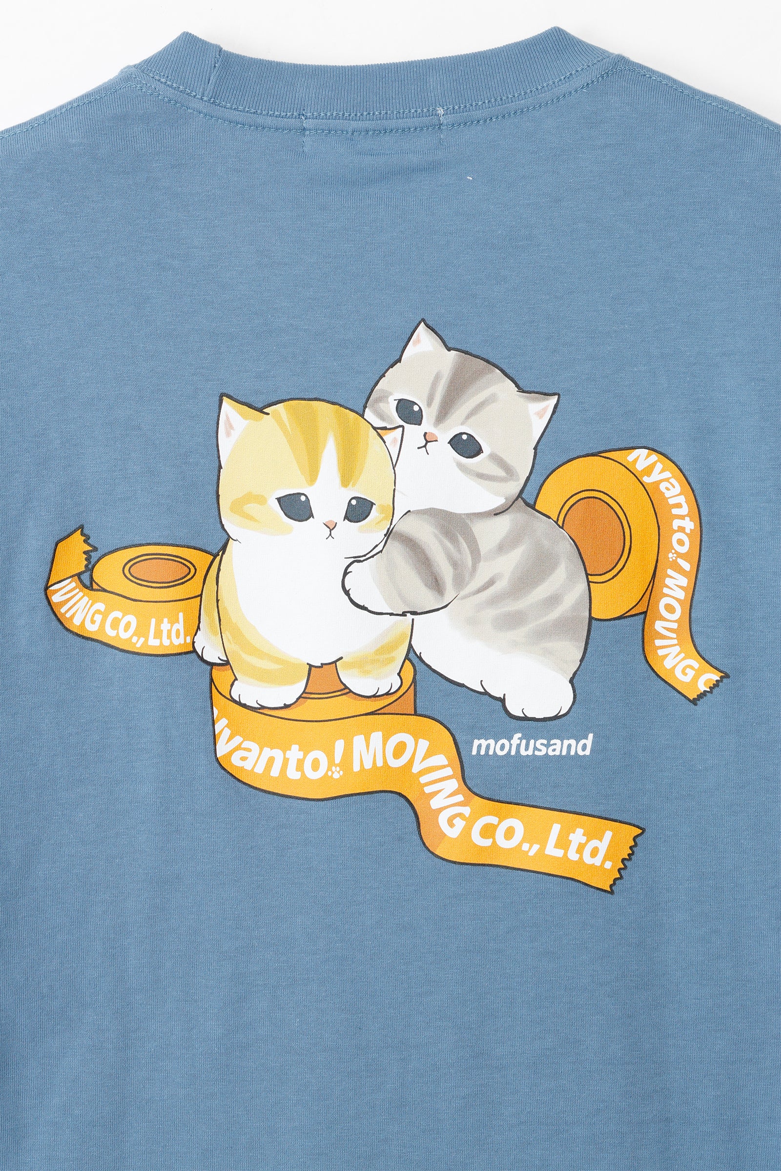 【2BUY10%OFF対象商品】mofusand Tシャツ ニャント!引越センター スタッフ ブルー