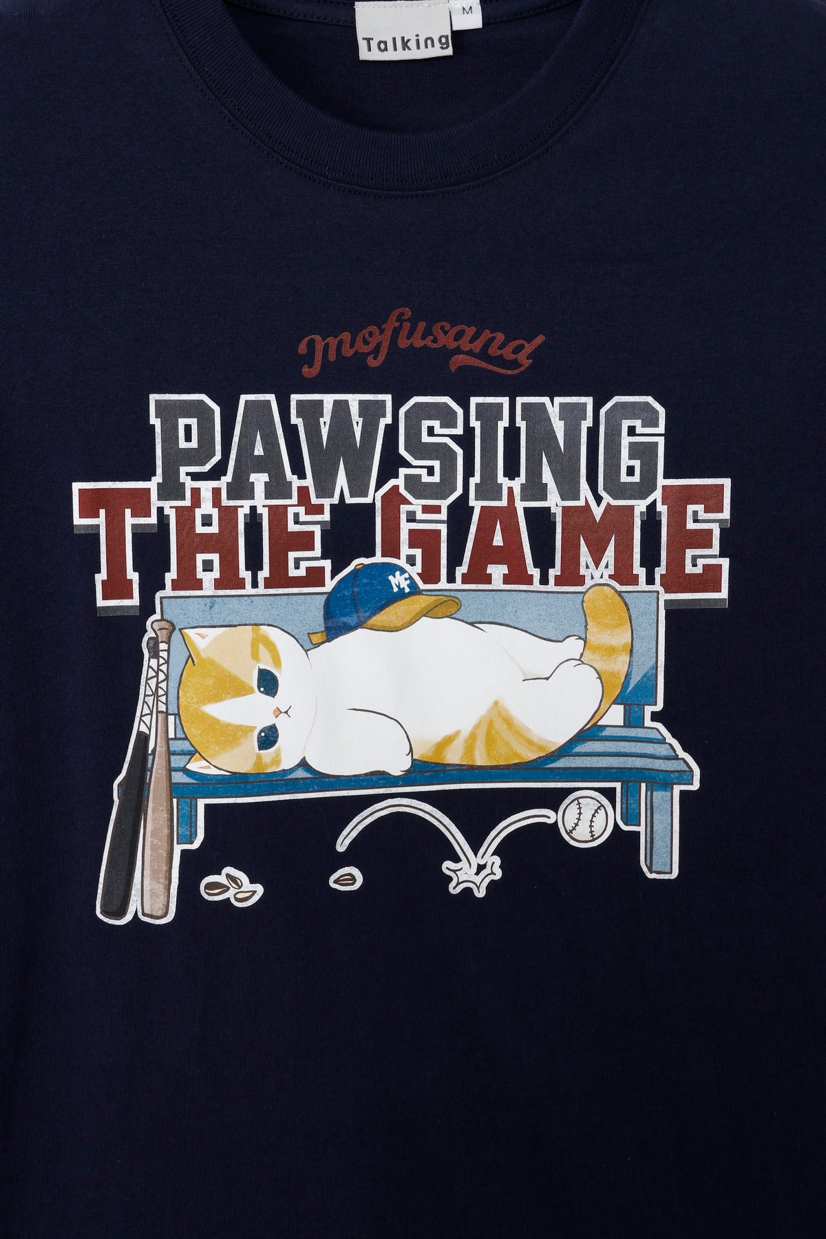 mofusand Tシャツ PAWSING THE GAME ネイビー