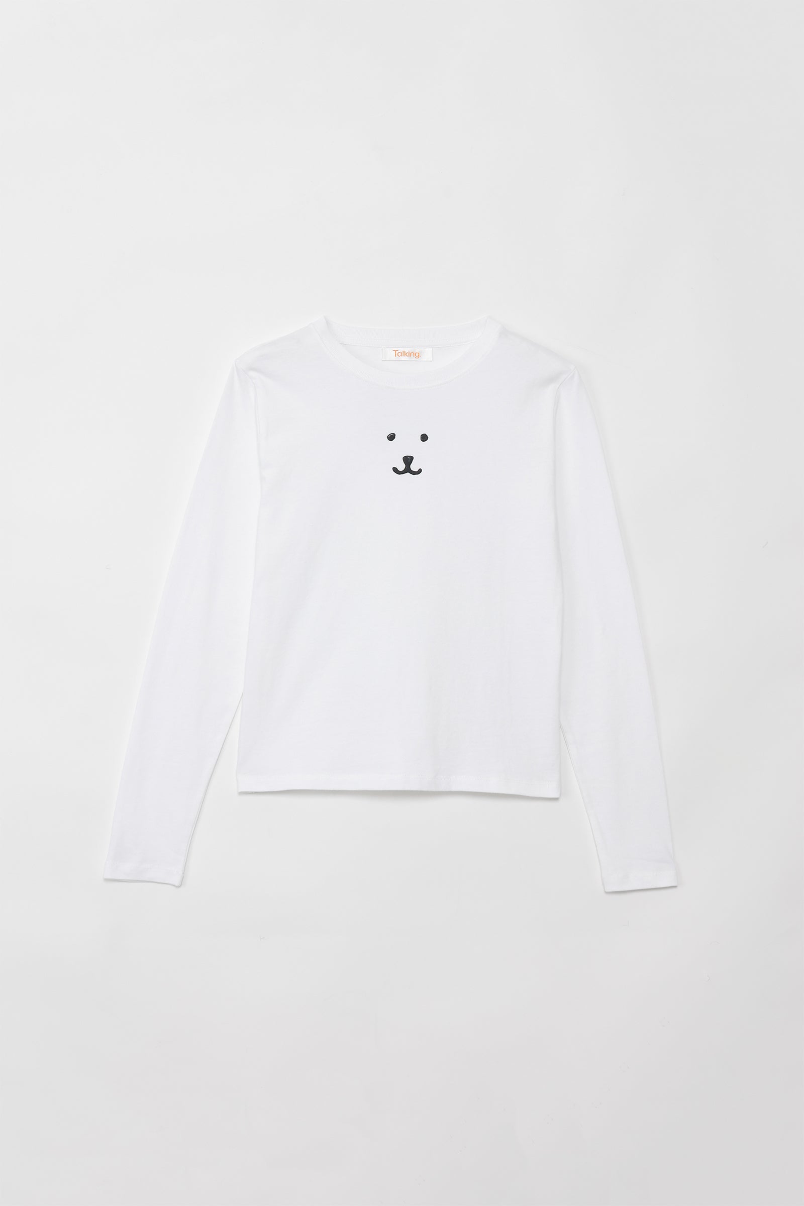 ナガノキャラクターズ 長袖Tシャツ モノクロなくま ホワイト