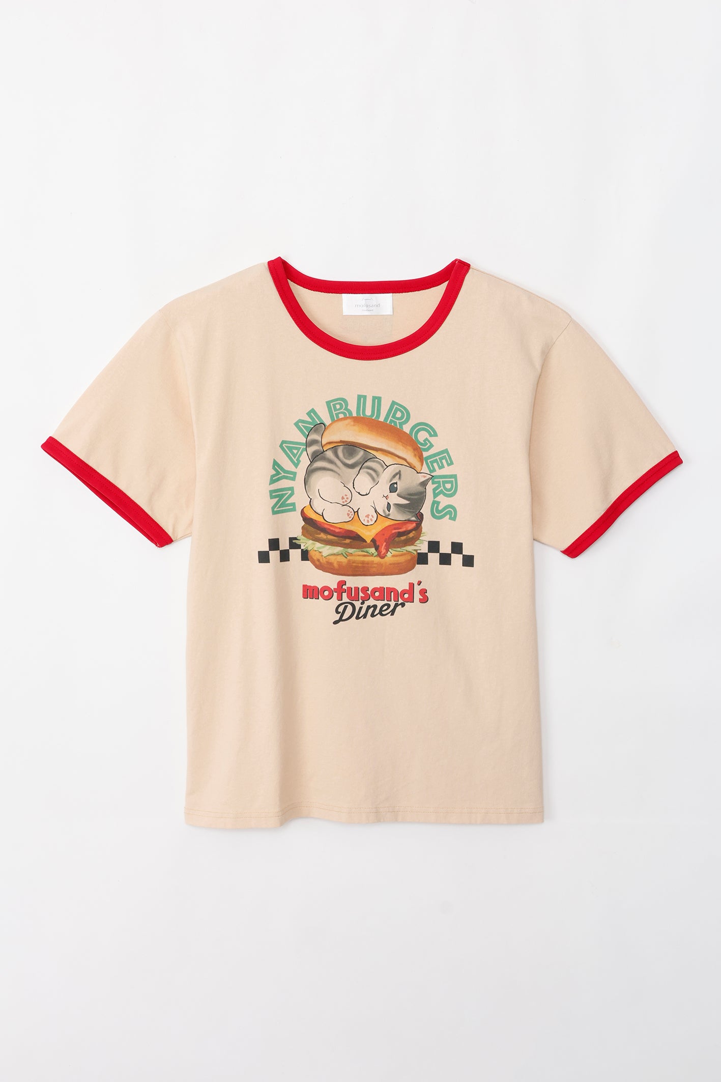 【2BUY10%OFF対象商品】mofusand Tシャツ ダイナー NYANBURGERS ブラウン