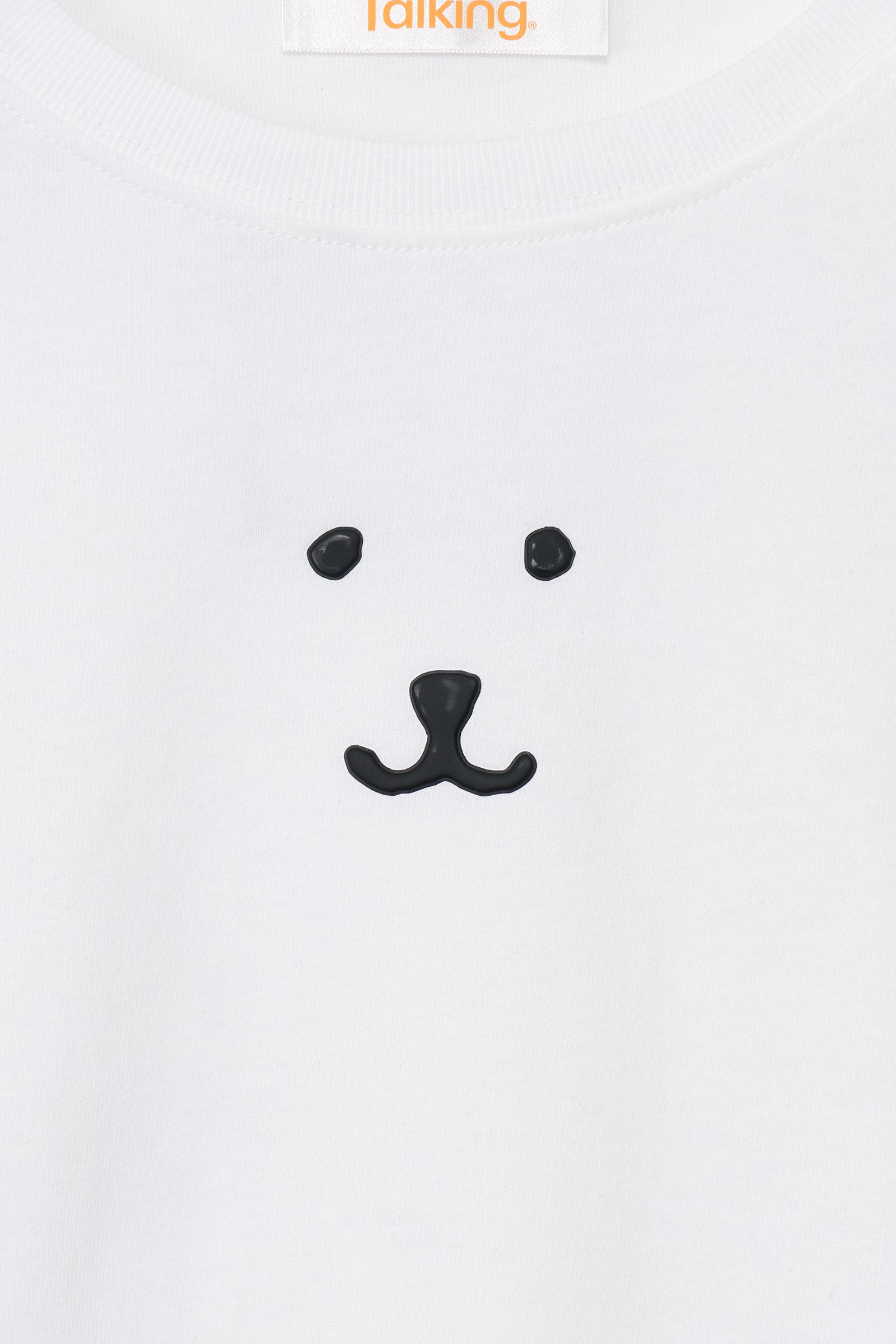 ナガノキャラクターズ 長袖Tシャツ モノクロなくま ホワイト