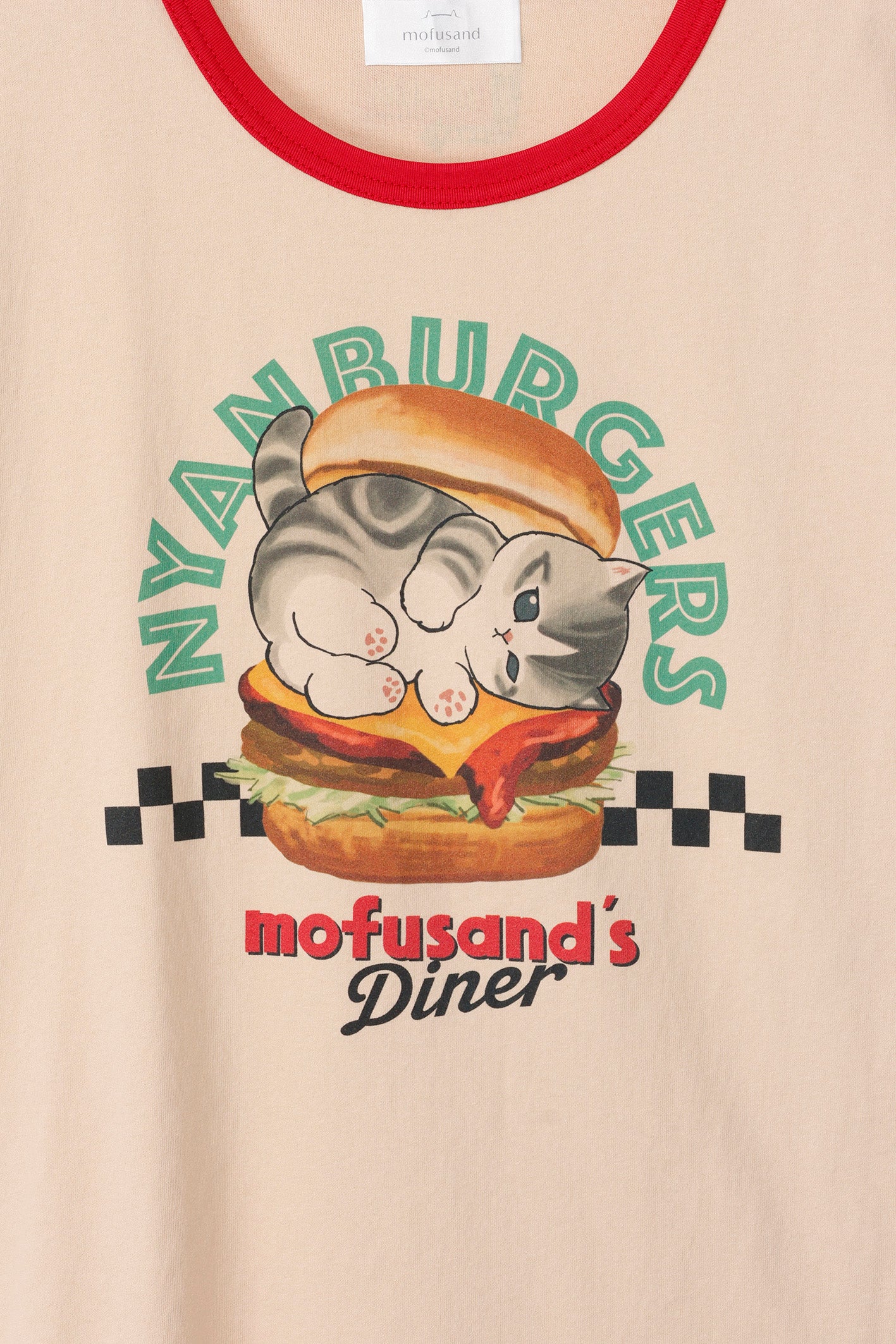 【2BUY10%OFF対象商品】mofusand Tシャツ ダイナー NYANBURGERS ブラウン