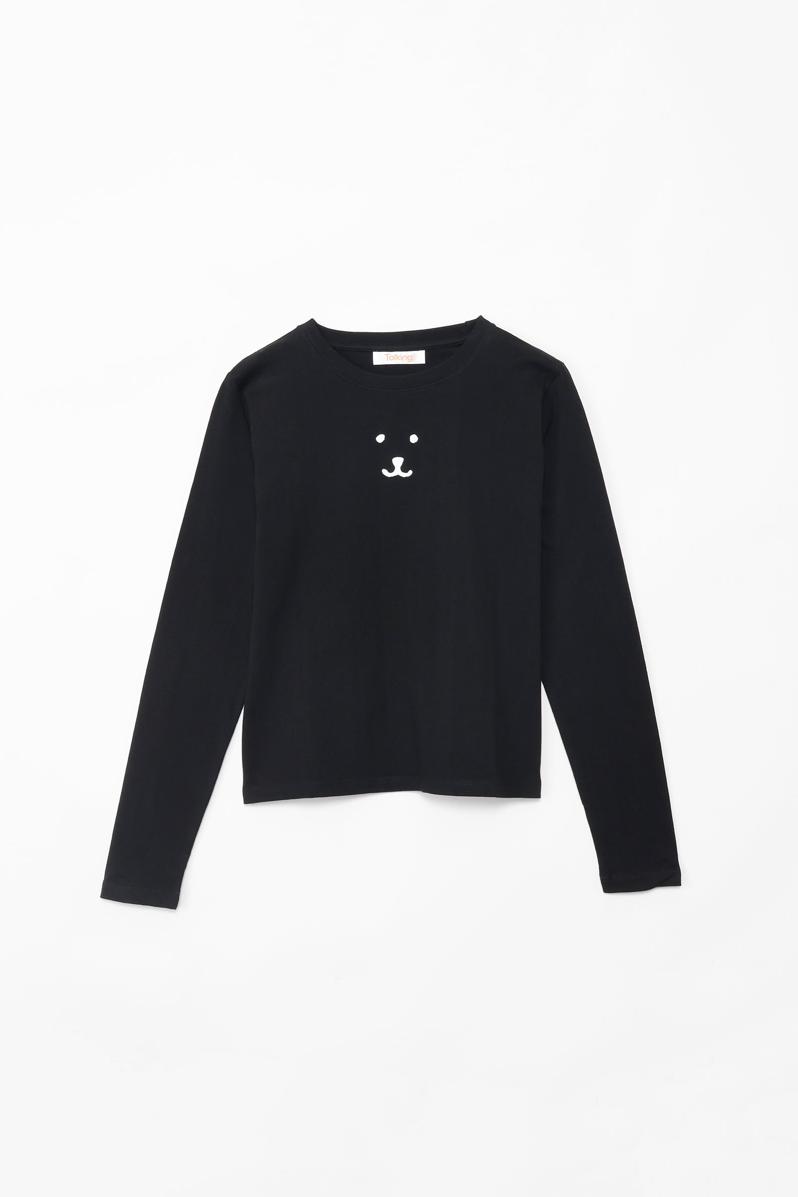 ナガノキャラクターズ 長袖Tシャツ モノクロなくま ブラック