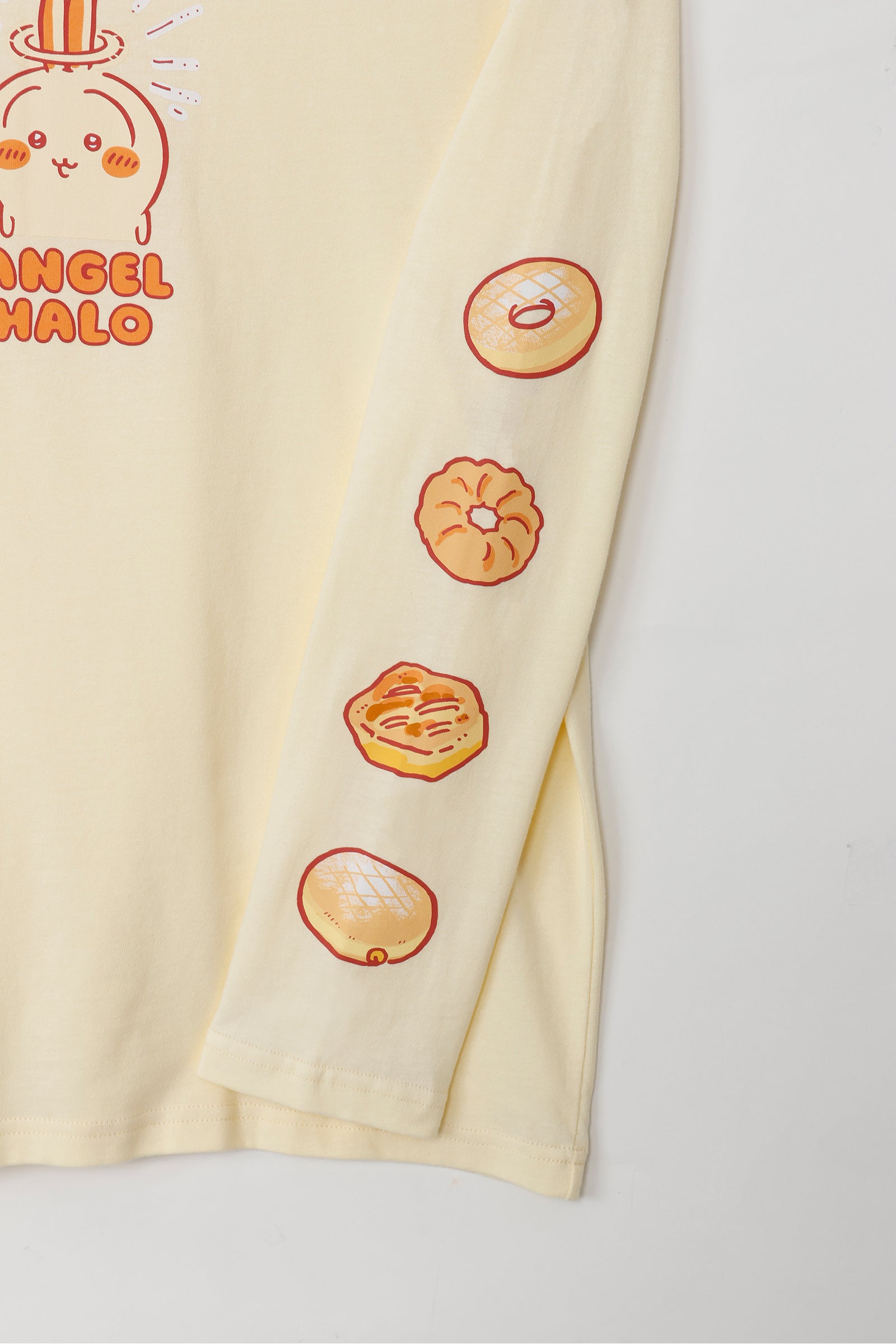 【2BUY10%OFF対象商品】ちいかわ 長袖Tシャツ ドーナッツ イエローベージュ