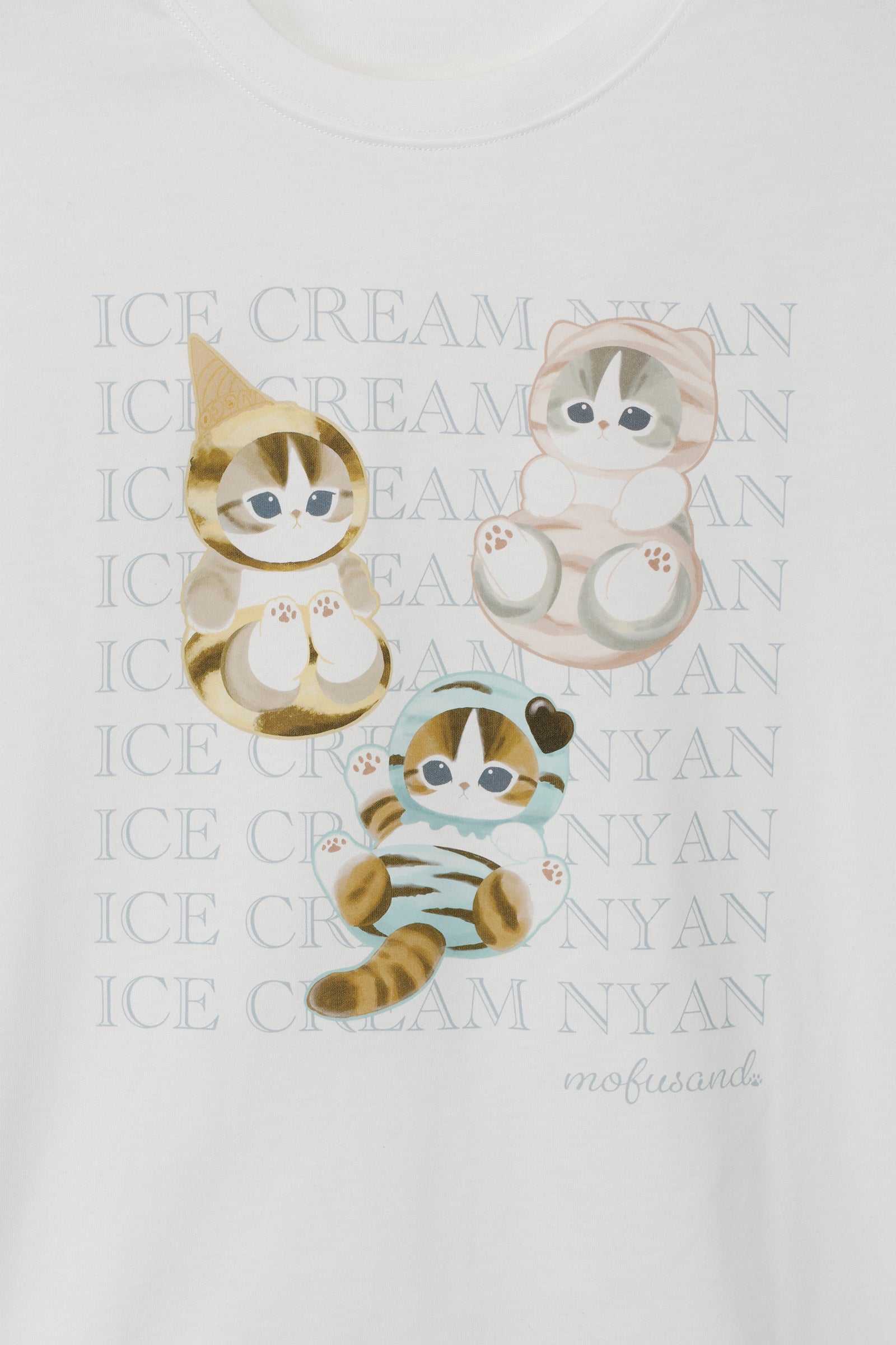 mofusand Tシャツ ICE CREAM NYAN ホワイト
