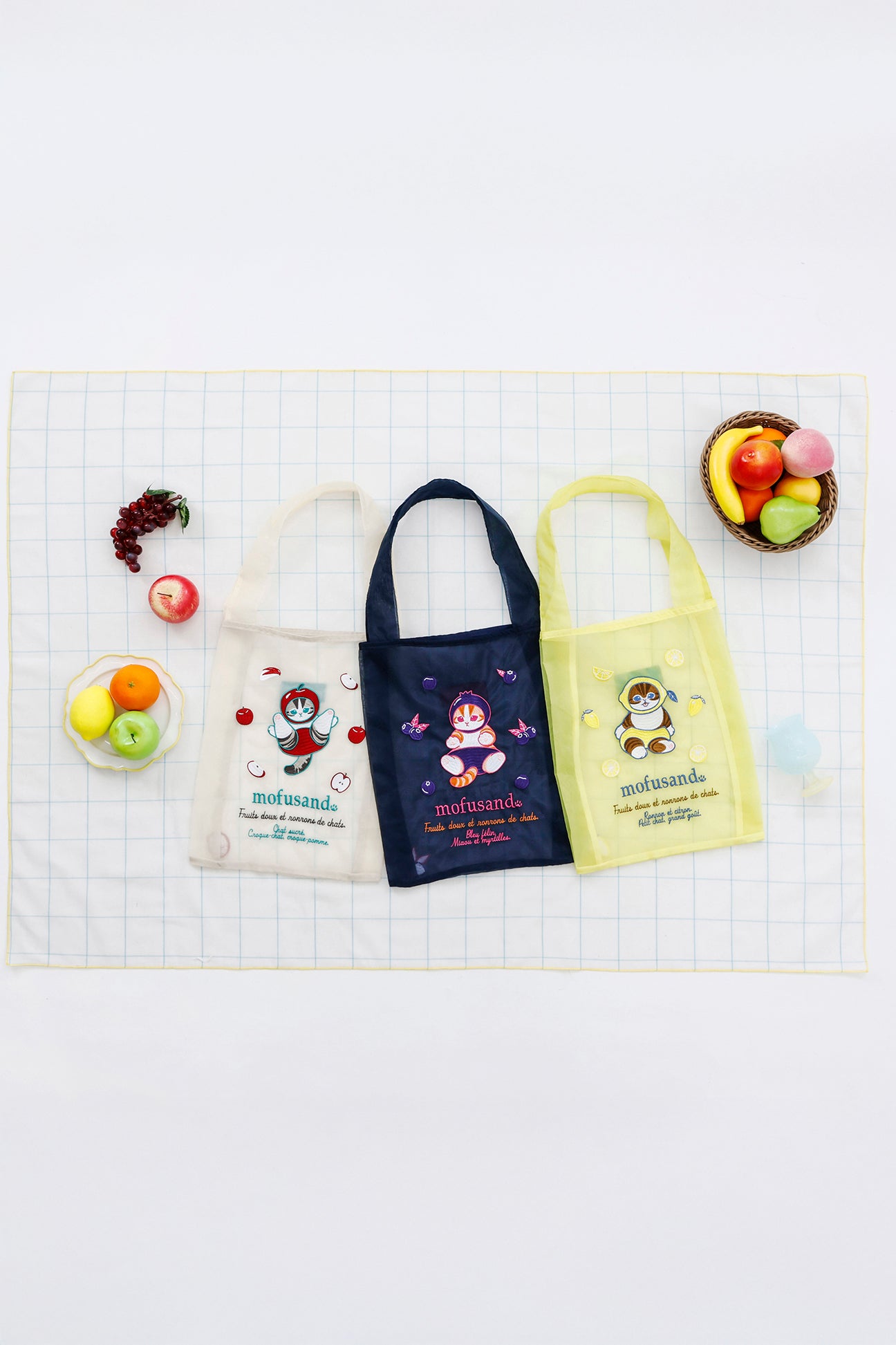 【2BUY10%OFF対象商品】mofusand オーガンジーバッグ ブルーベリー ネイビー