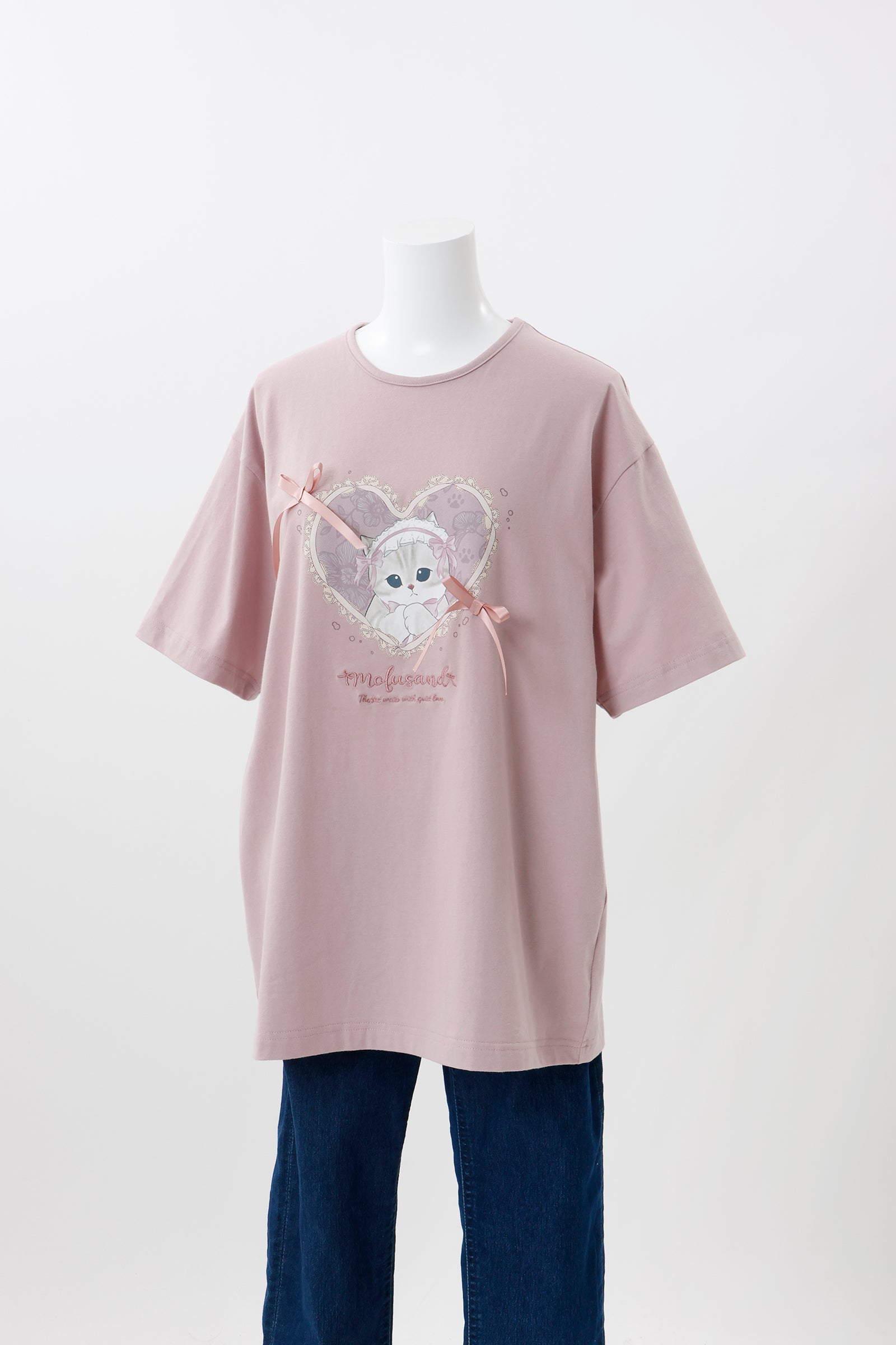 【2BUY10%OFF対象商品】mofusand バレエコア Tシャツ ももりぼにゃん ピンク
