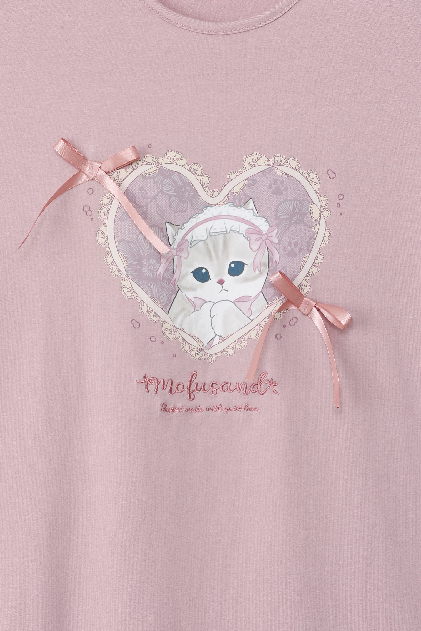 【2BUY10%OFF対象商品】mofusand バレエコア Tシャツ ももりぼにゃん ピンク